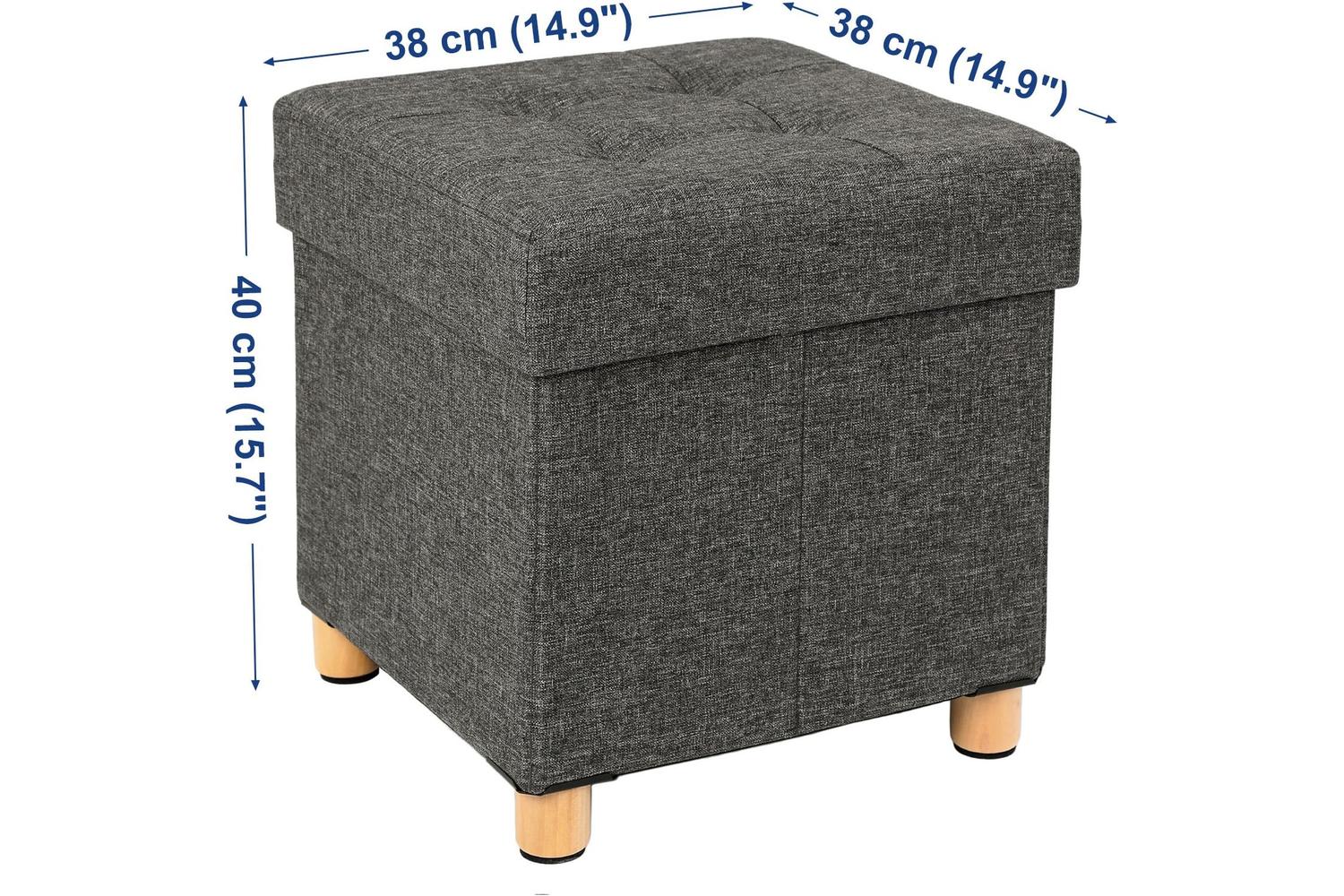 Songmics  Small Cube Storage Ottoman Stool | Dark Grey-6