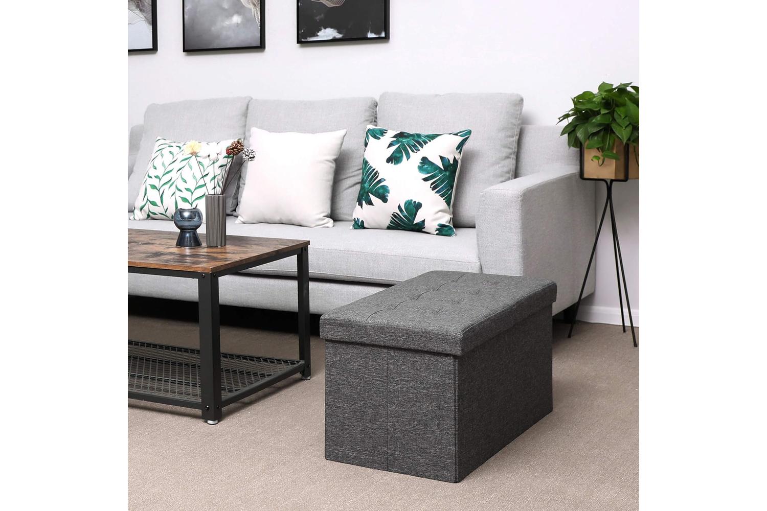 Songmics 21.1 Gal Storage Ottoman Bench | Dark Gray-2