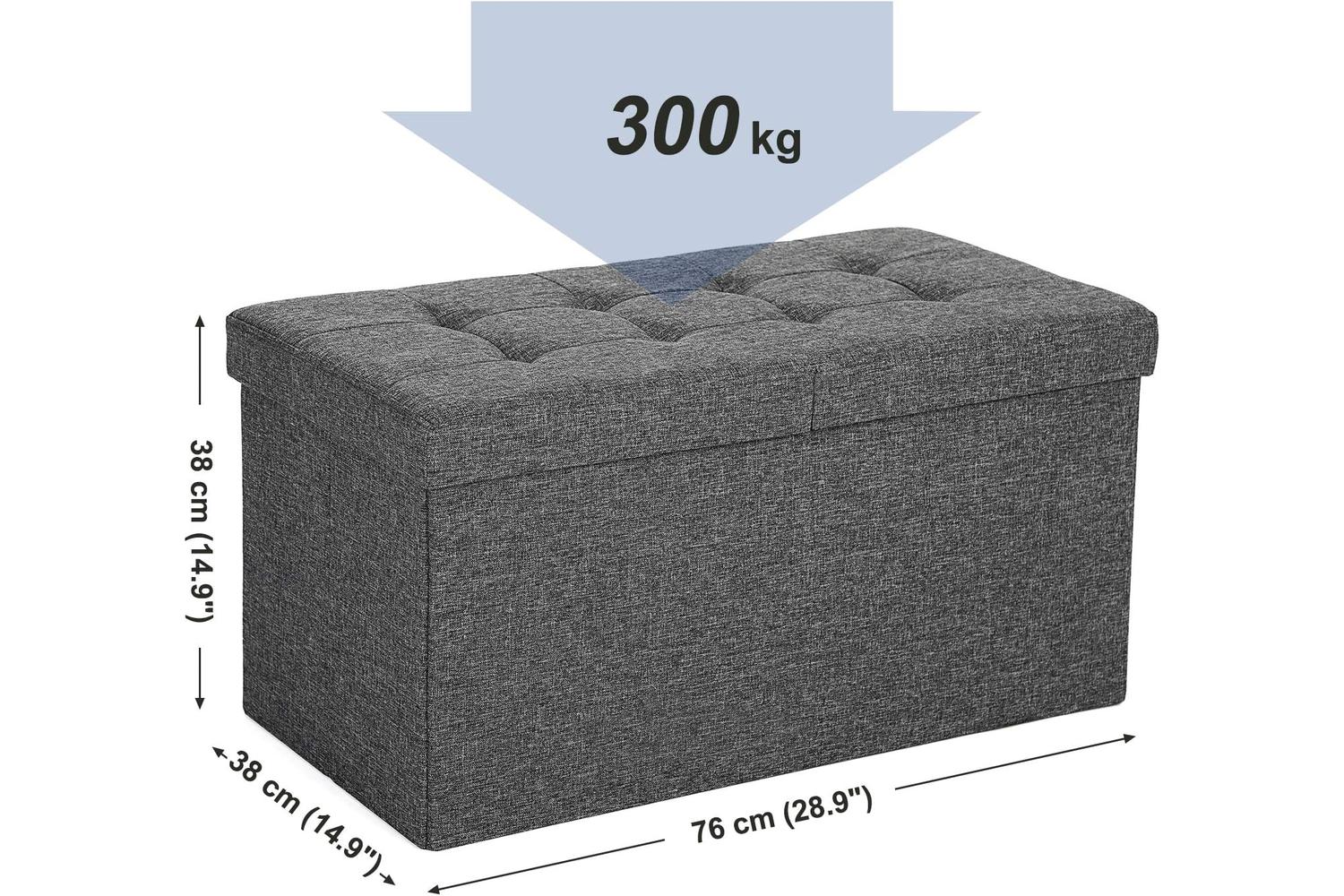 Songmics 21.1 Gal Storage Ottoman Bench | Dark Gray-5