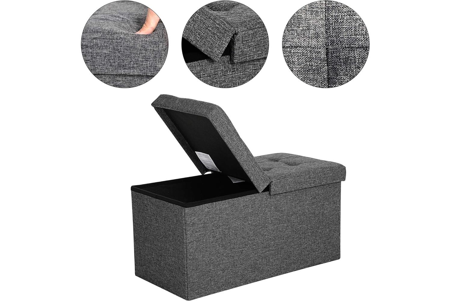 Songmics 21.1 Gal Storage Ottoman Bench | Dark Gray-6