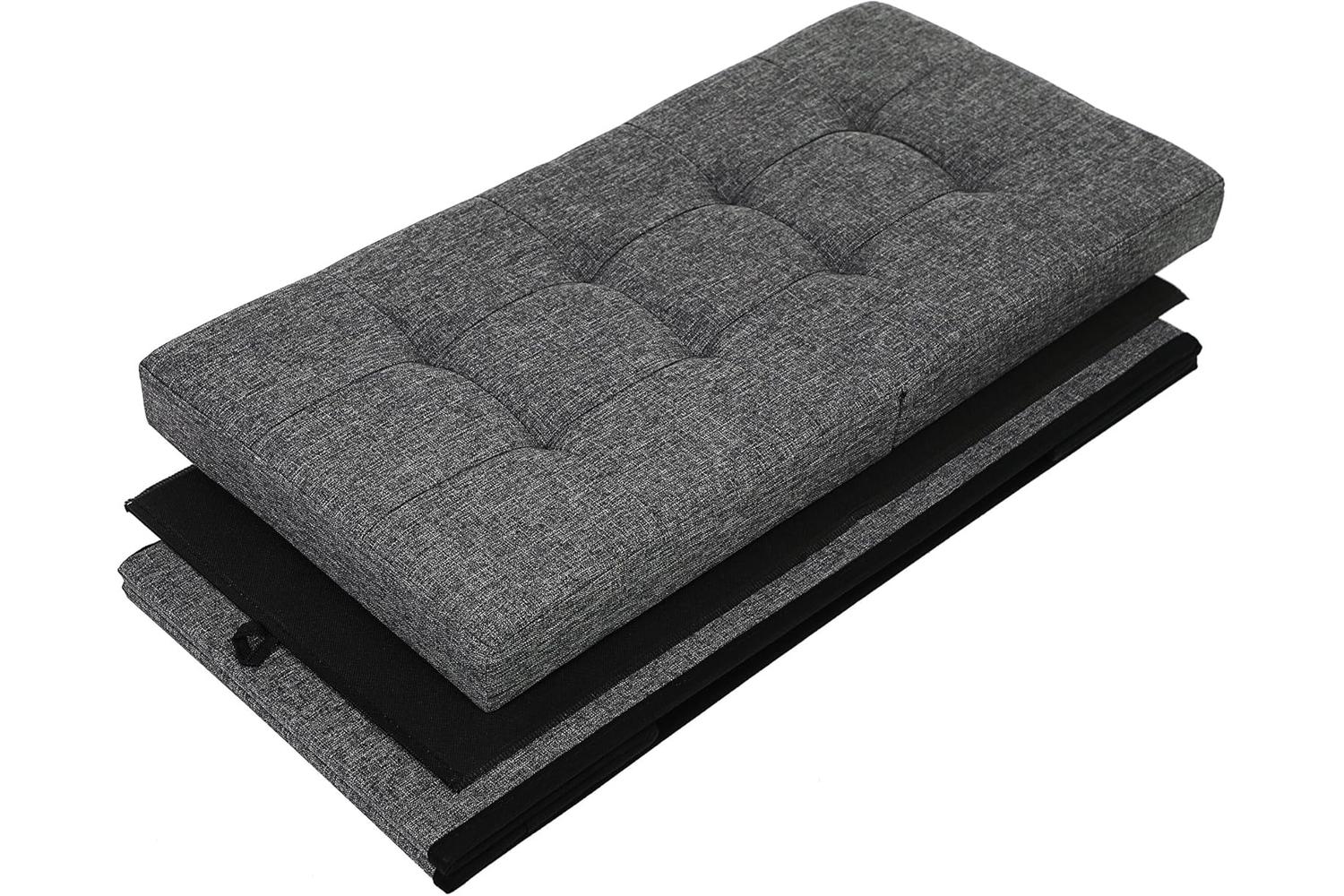 Songmics 21.1 Gal Storage Ottoman Bench | Dark Gray-7