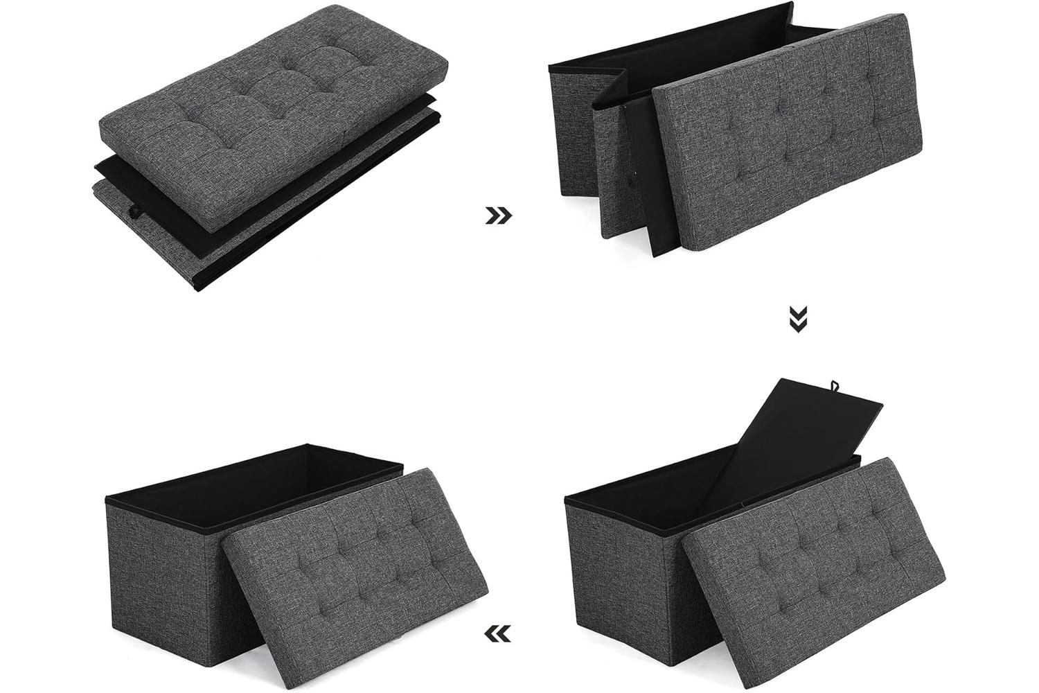 Songmics 21.1 Gal Storage Ottoman Bench | Dark Gray-8