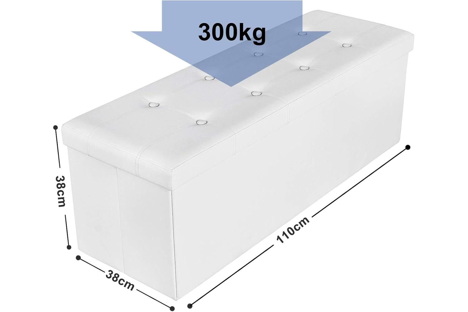 Songmics Faux Leather Folding Ottoman | White-5