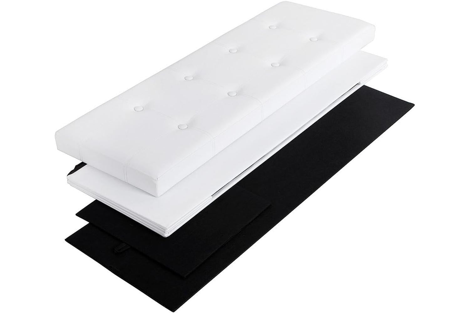 Songmics Faux Leather Folding Ottoman | White-8