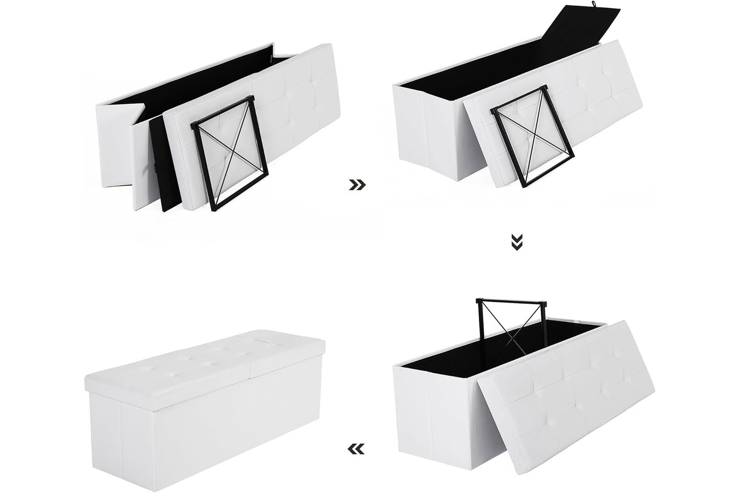 Songmics  Flipping Lid Storage Ottoman | White-7