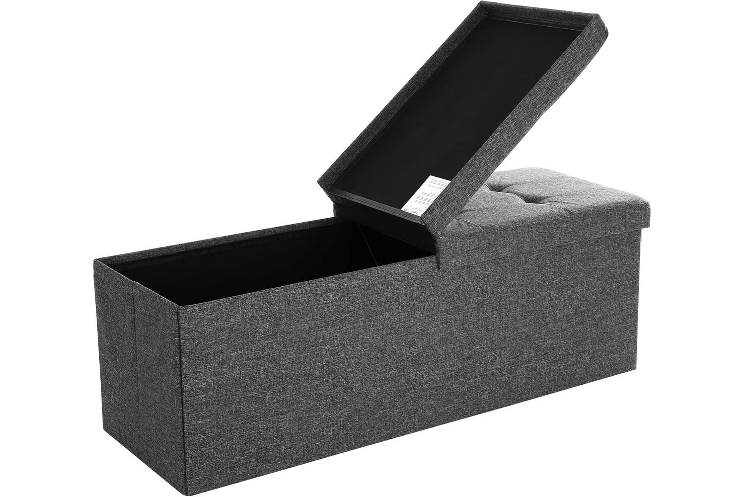 Songmics  Folding Storage Ottoman Bench | Dark Gray