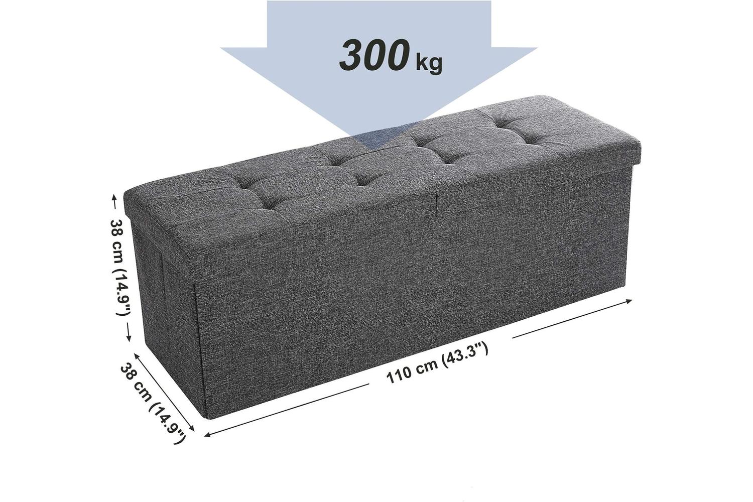 Songmics  Folding Storage Ottoman Bench | Dark Gray-5