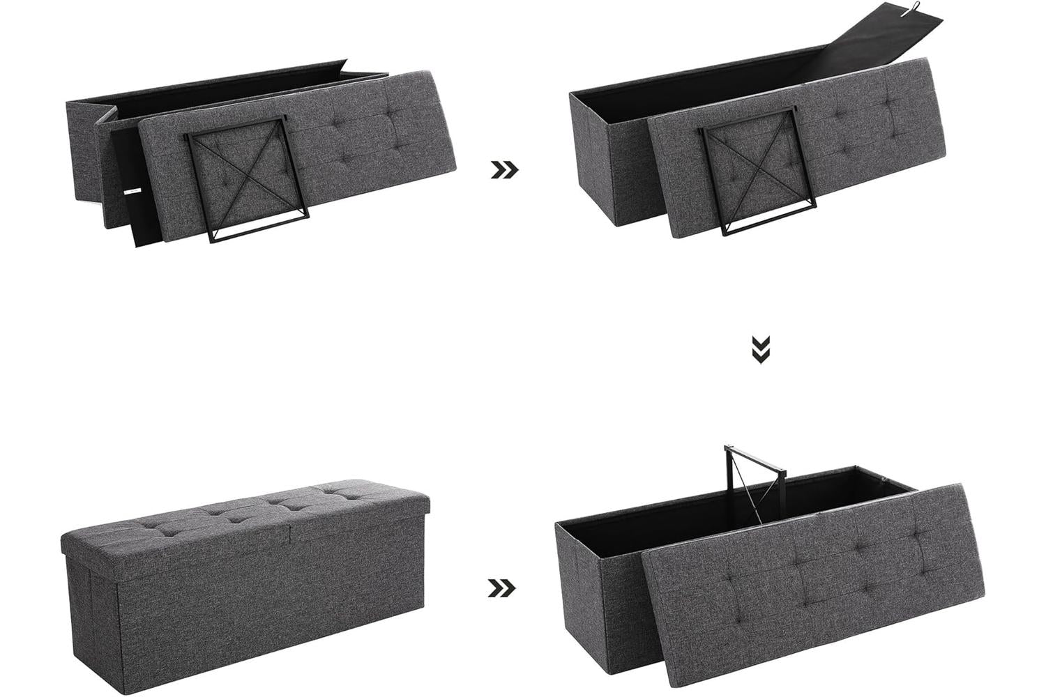 Songmics  Folding Storage Ottoman Bench | Dark Gray-7