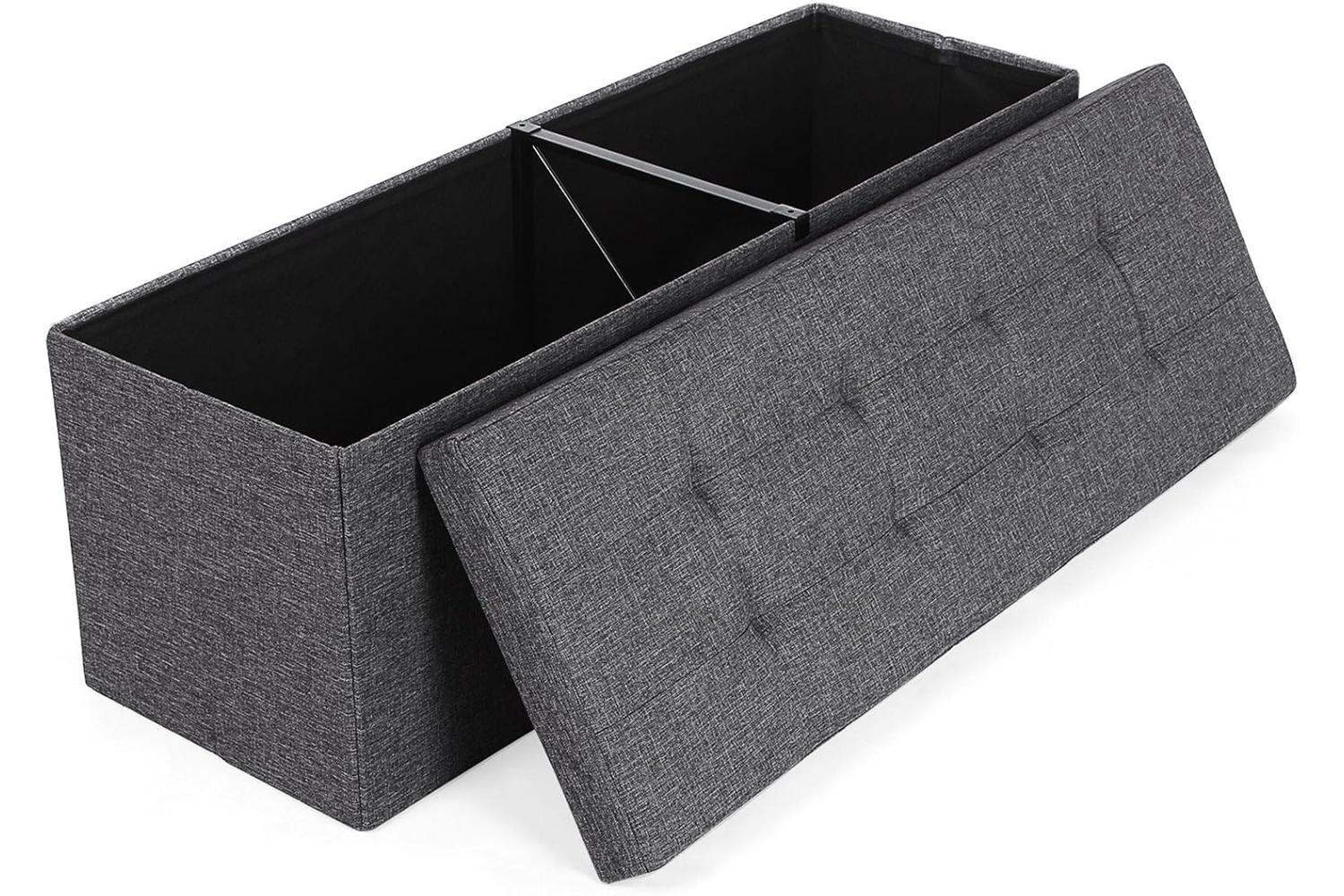Songmics  Folding Storage Ottoman Bench | Dark Grey