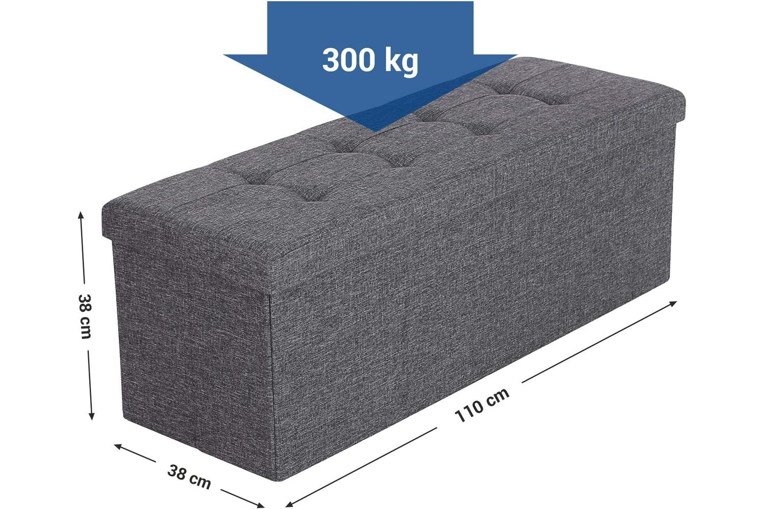 Songmics  Folding Storage Ottoman Bench | Dark Grey-6