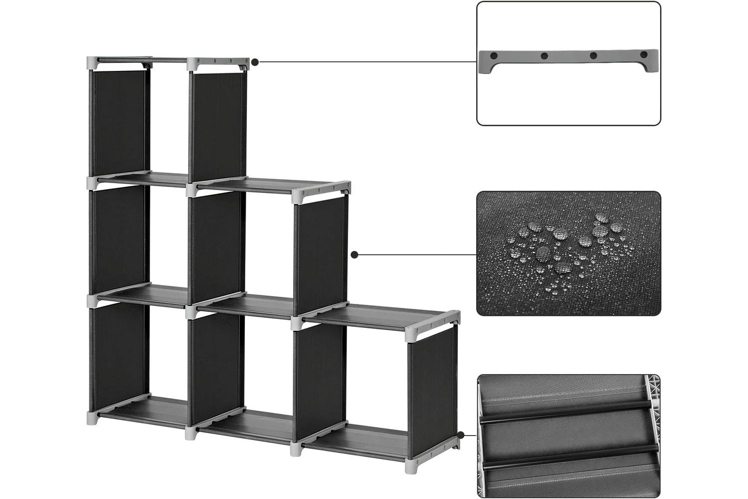 Songmics 3 Tiers Storage Cube Bookcases | Black-5