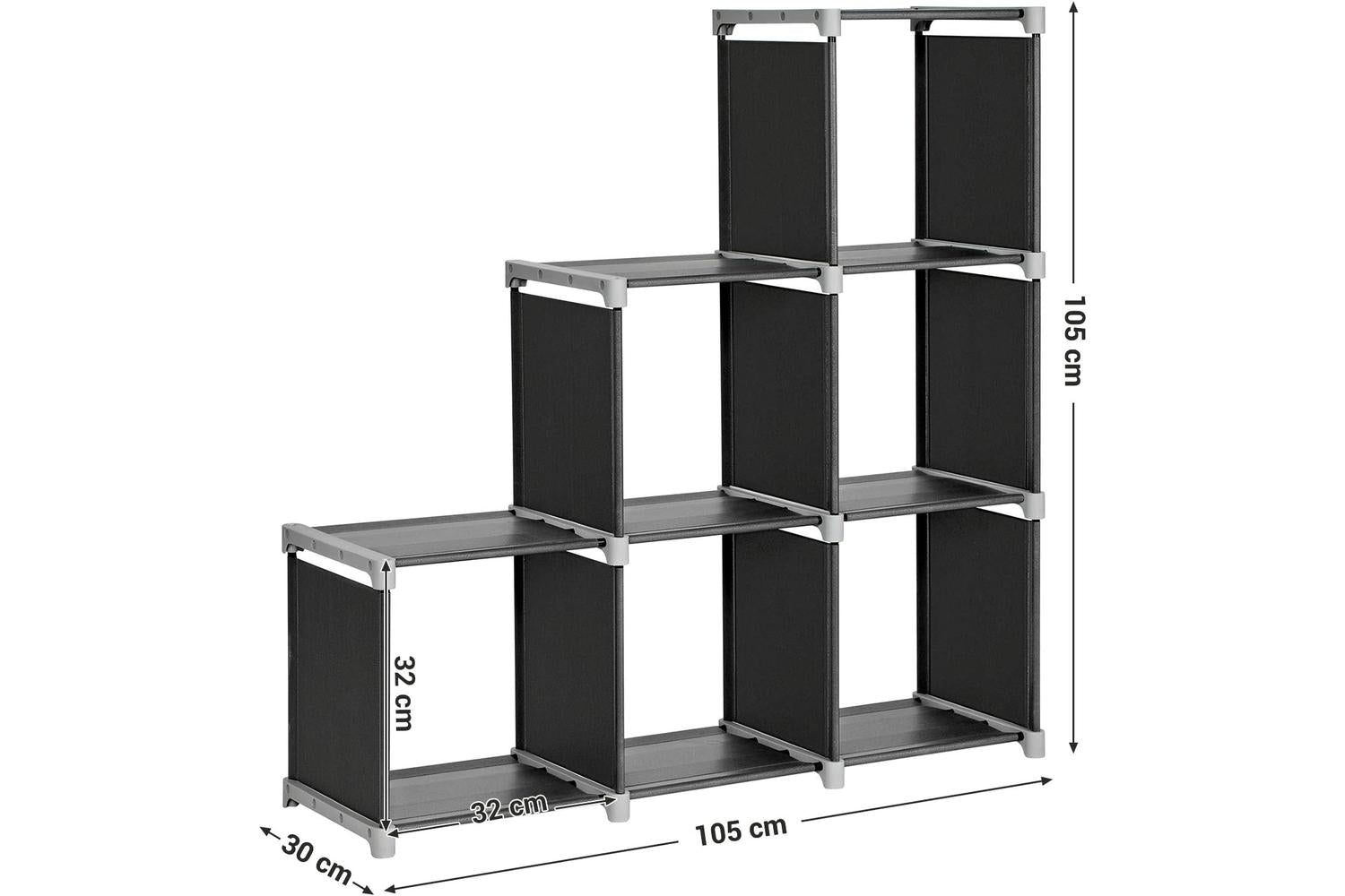 Songmics 3 Tiers Storage Cube Bookcases | Black-6