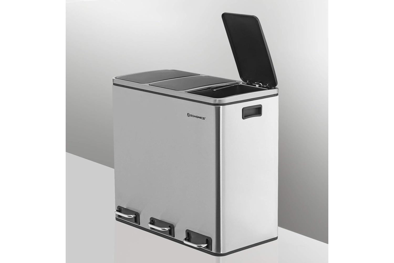 Songmics Triple Trash Can | Silver-3