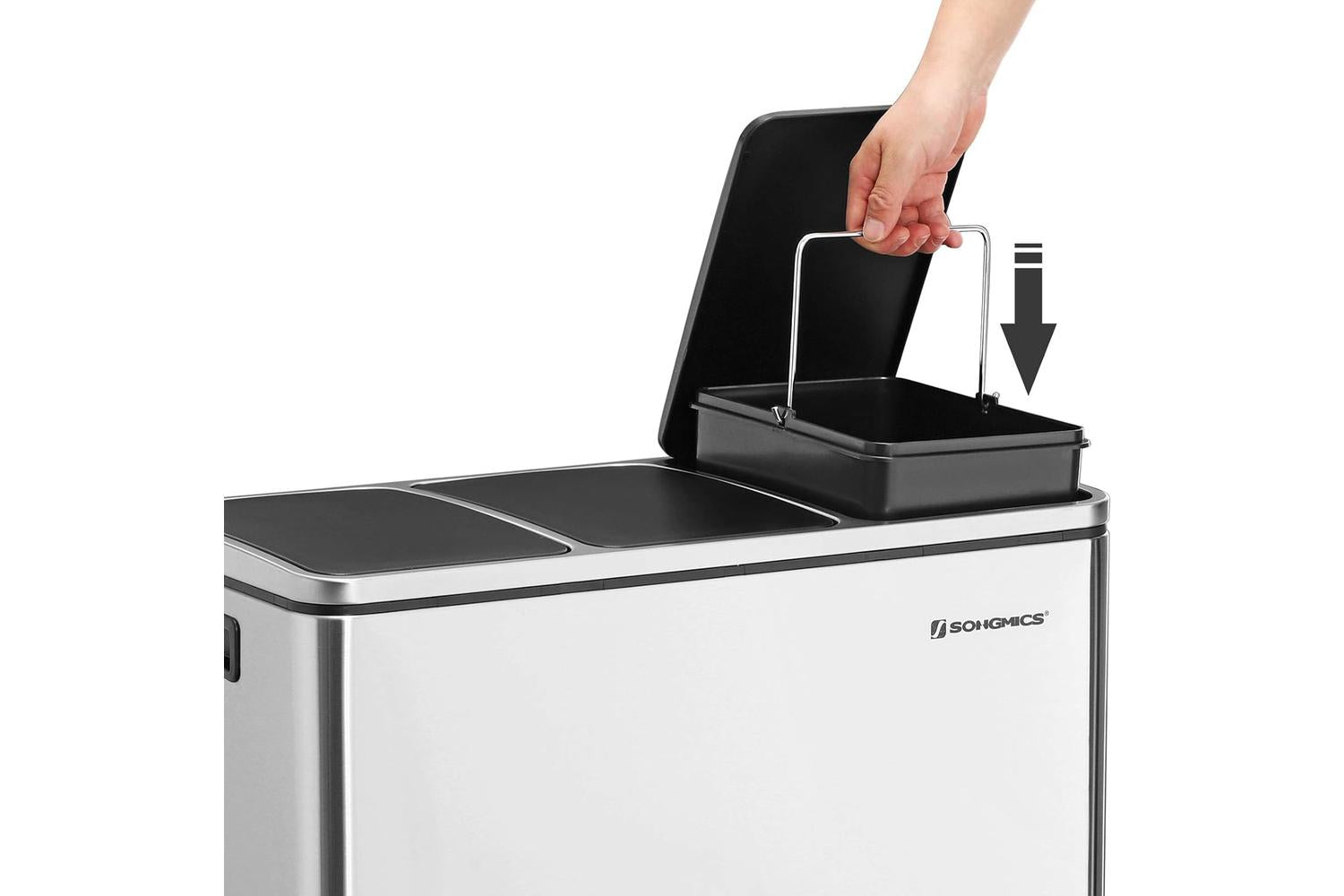 Songmics Triple Trash Can | Silver-5