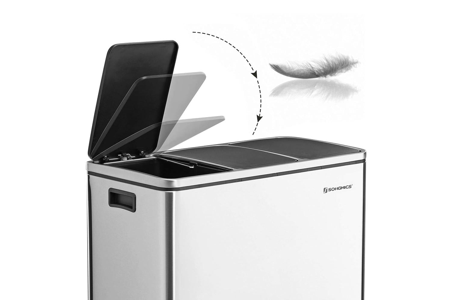Songmics Triple Trash Can | Silver-6