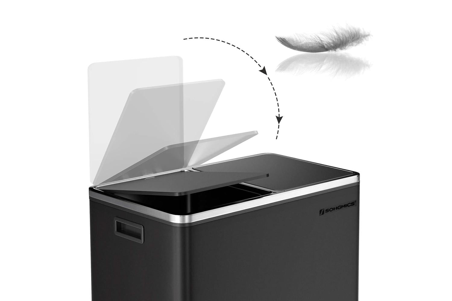 Songmics Dual Trash Garbage Can with Lid | Black-3