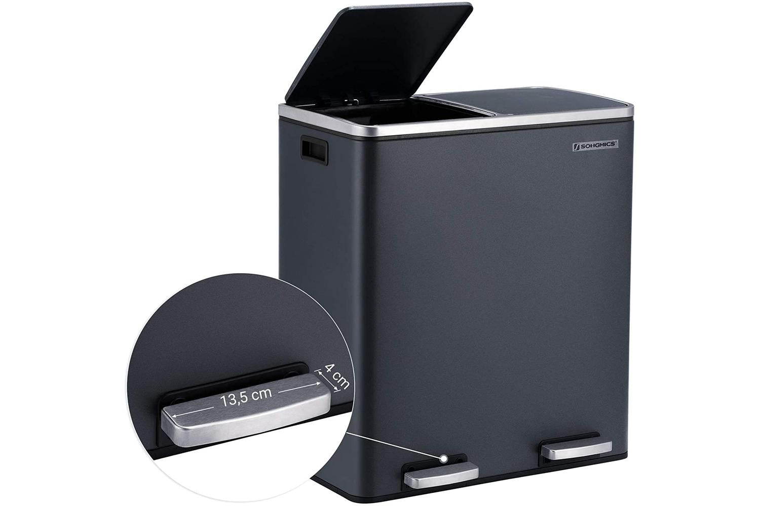 Songmics Dual Trash Can with 2 Buckets | Grey-3
