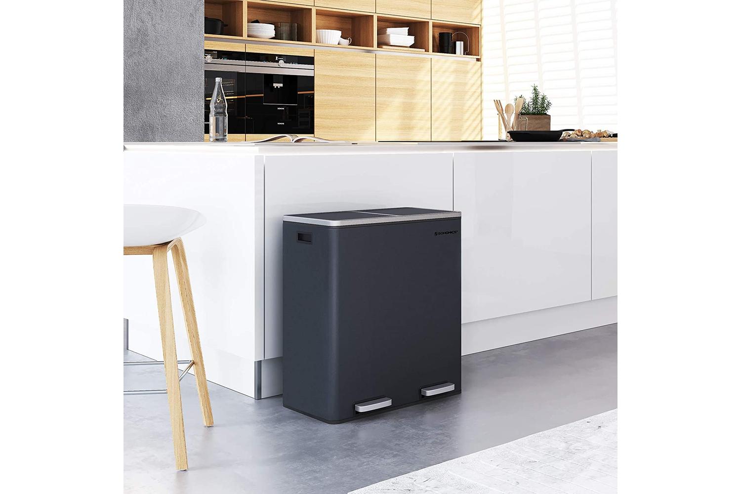 Songmics Dual Trash Can with 2 Buckets | Grey-4