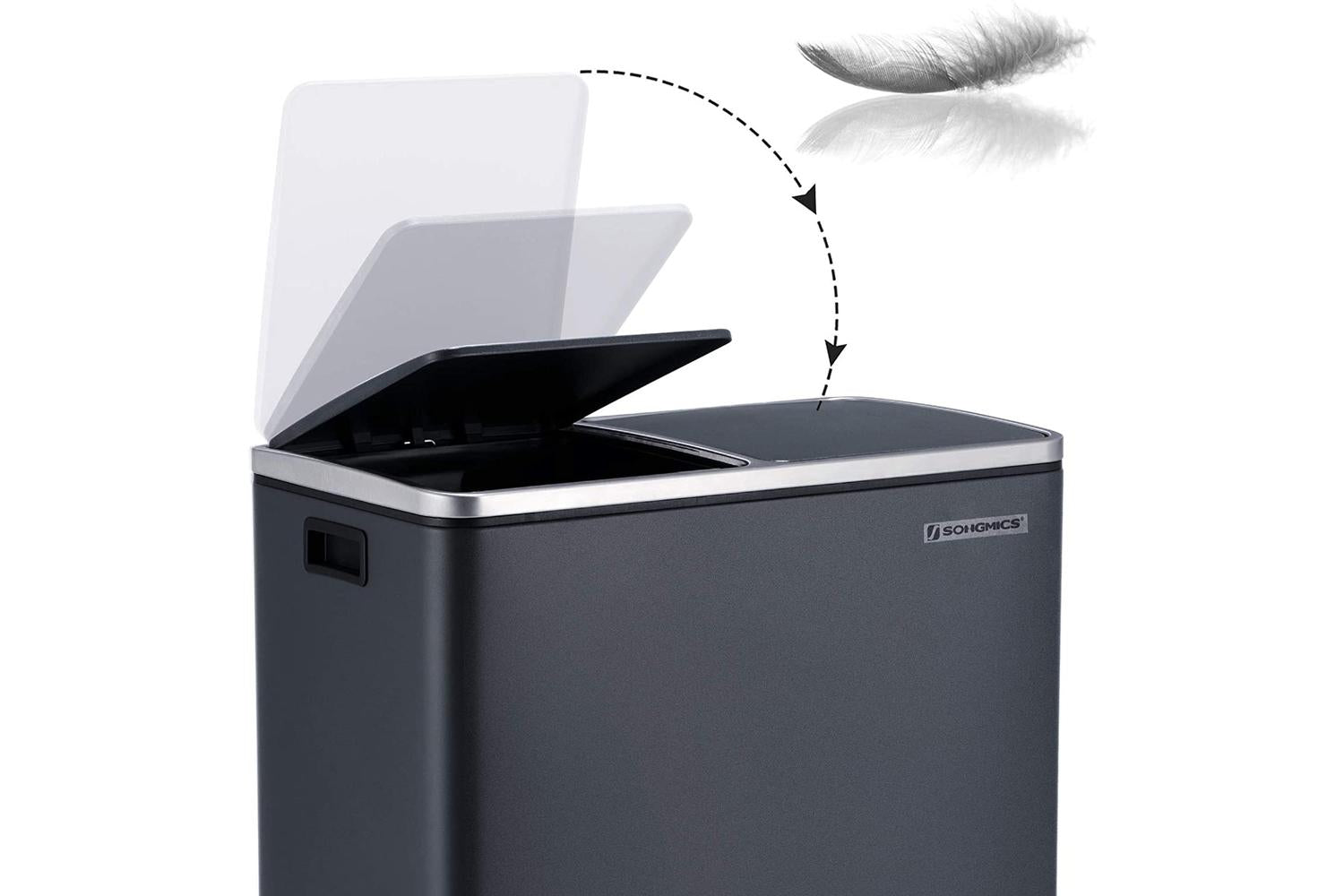 Songmics Dual Trash Can with 2 Buckets | Grey-5