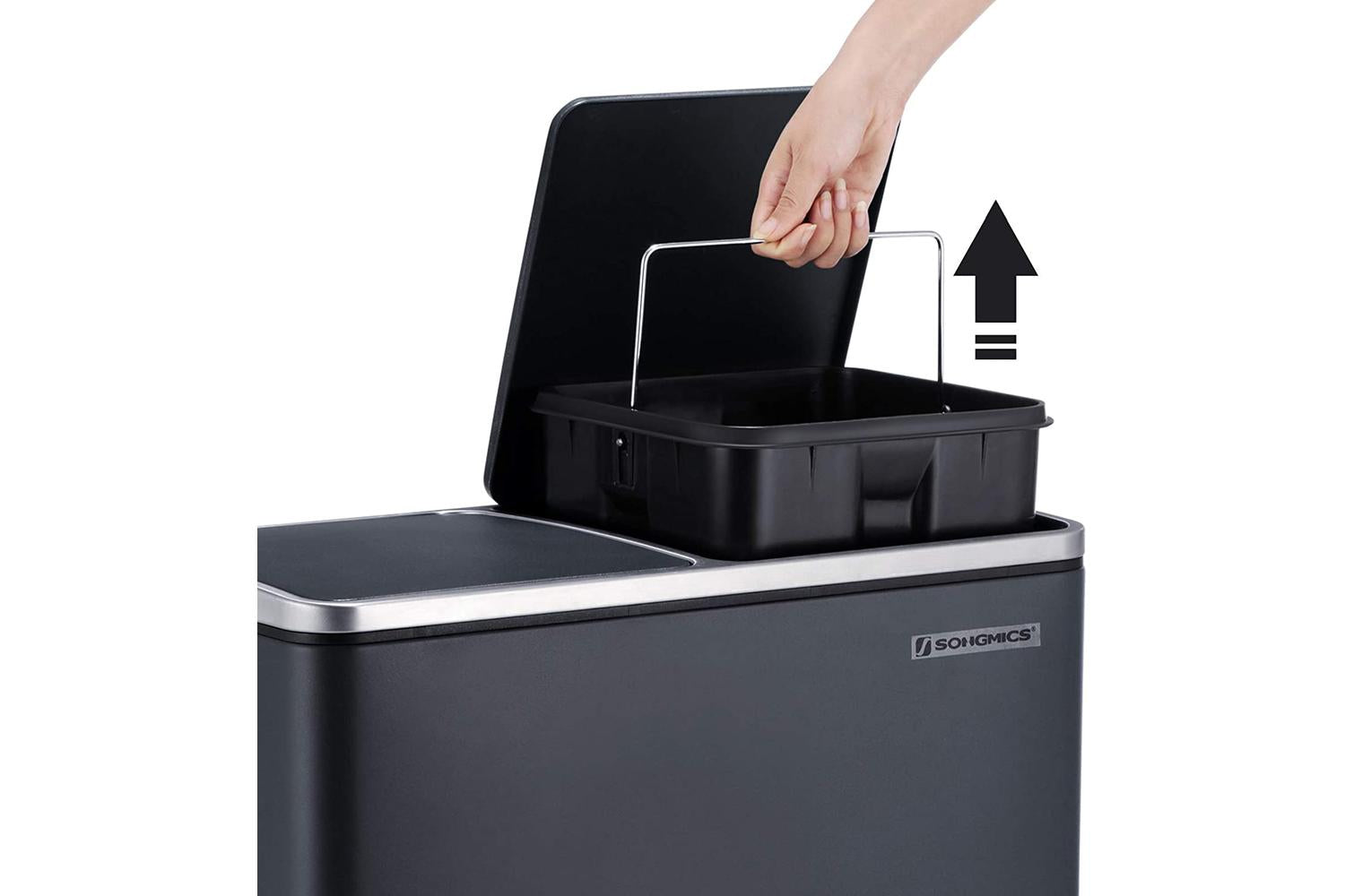 Songmics Dual Trash Can with 2 Buckets | Grey-7