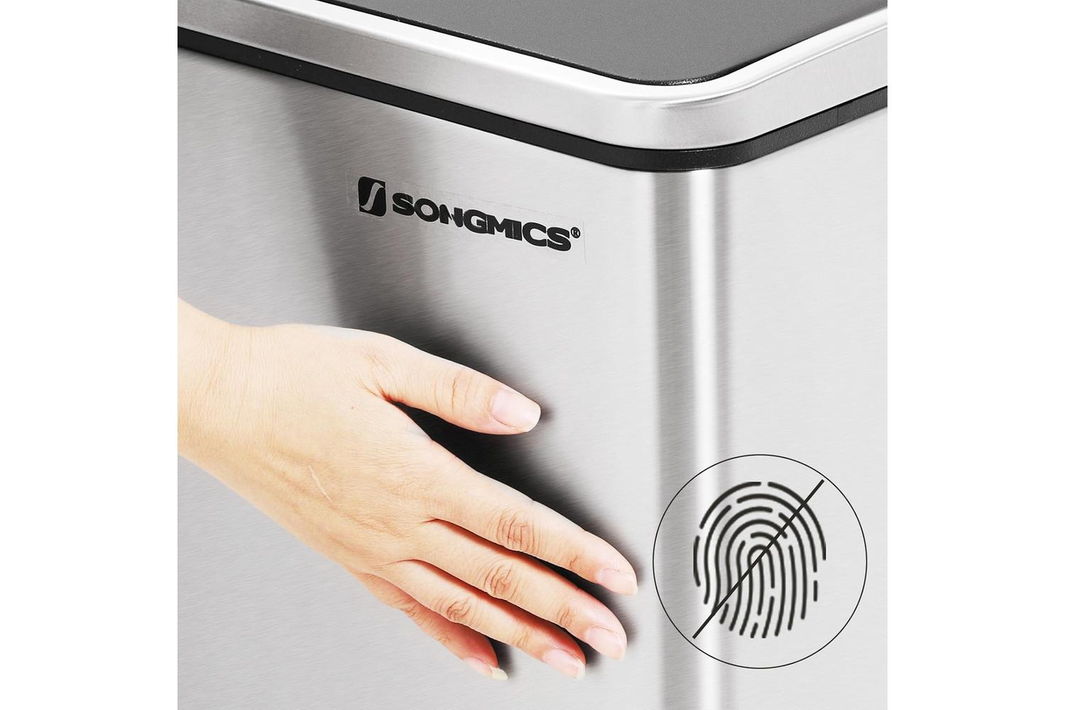 Songmics Stainless Steel 16 Gallon Trash Can | Silver-4