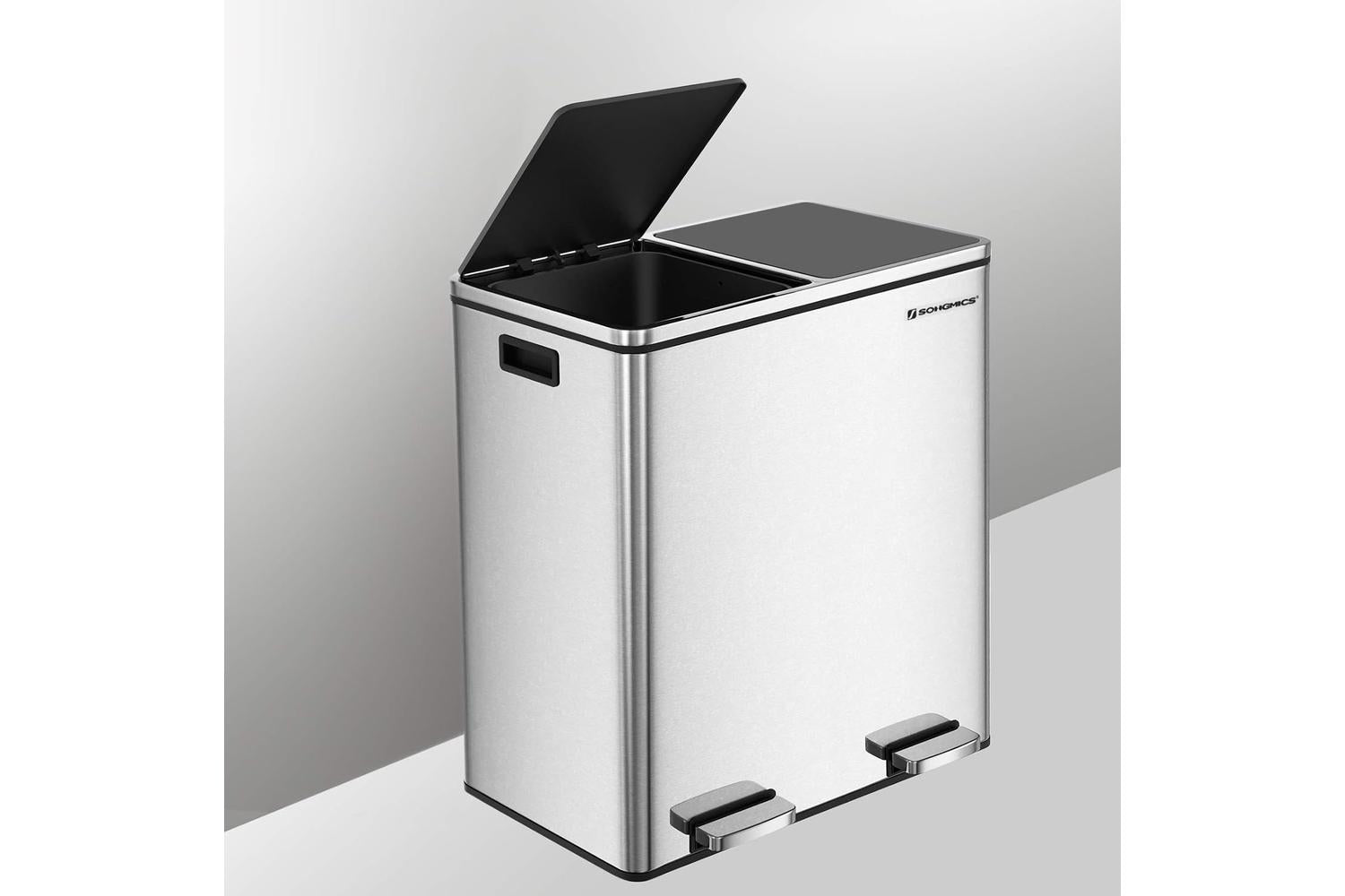 Songmics Stainless Steel 16 Gallon Trash Can | Silver-6