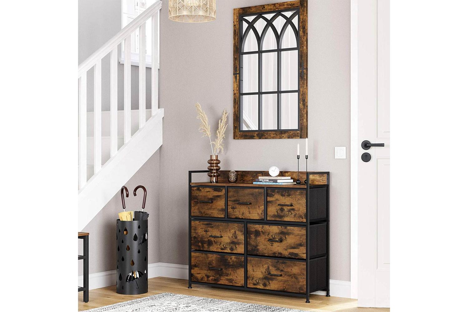 Songmics Closet Dresser with 7 Fabric Drawers | Rustic Brown & Black-3