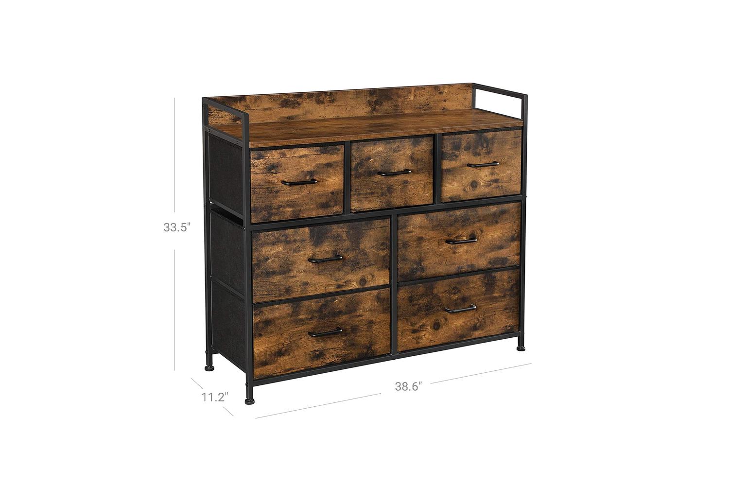 Songmics Closet Dresser with 7 Fabric Drawers | Rustic Brown & Black-8