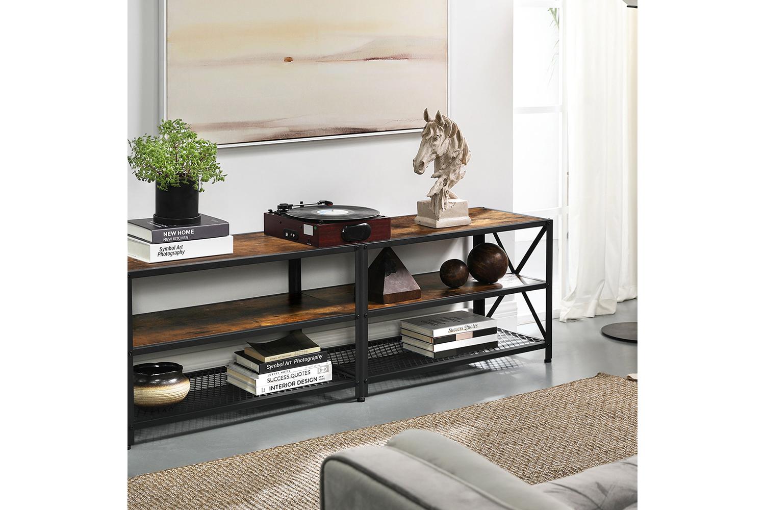 Vasagle  Bryce Industrial TV Stand Entertainment Center | Rustic Brown-5