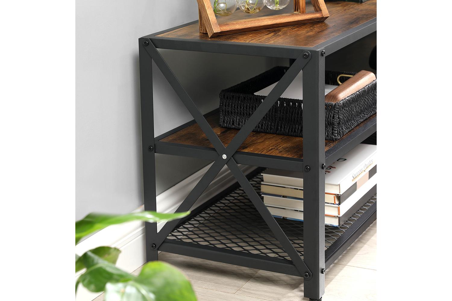 Vasagle  Bryce Industrial TV Stand Entertainment Center | Rustic Brown-6
