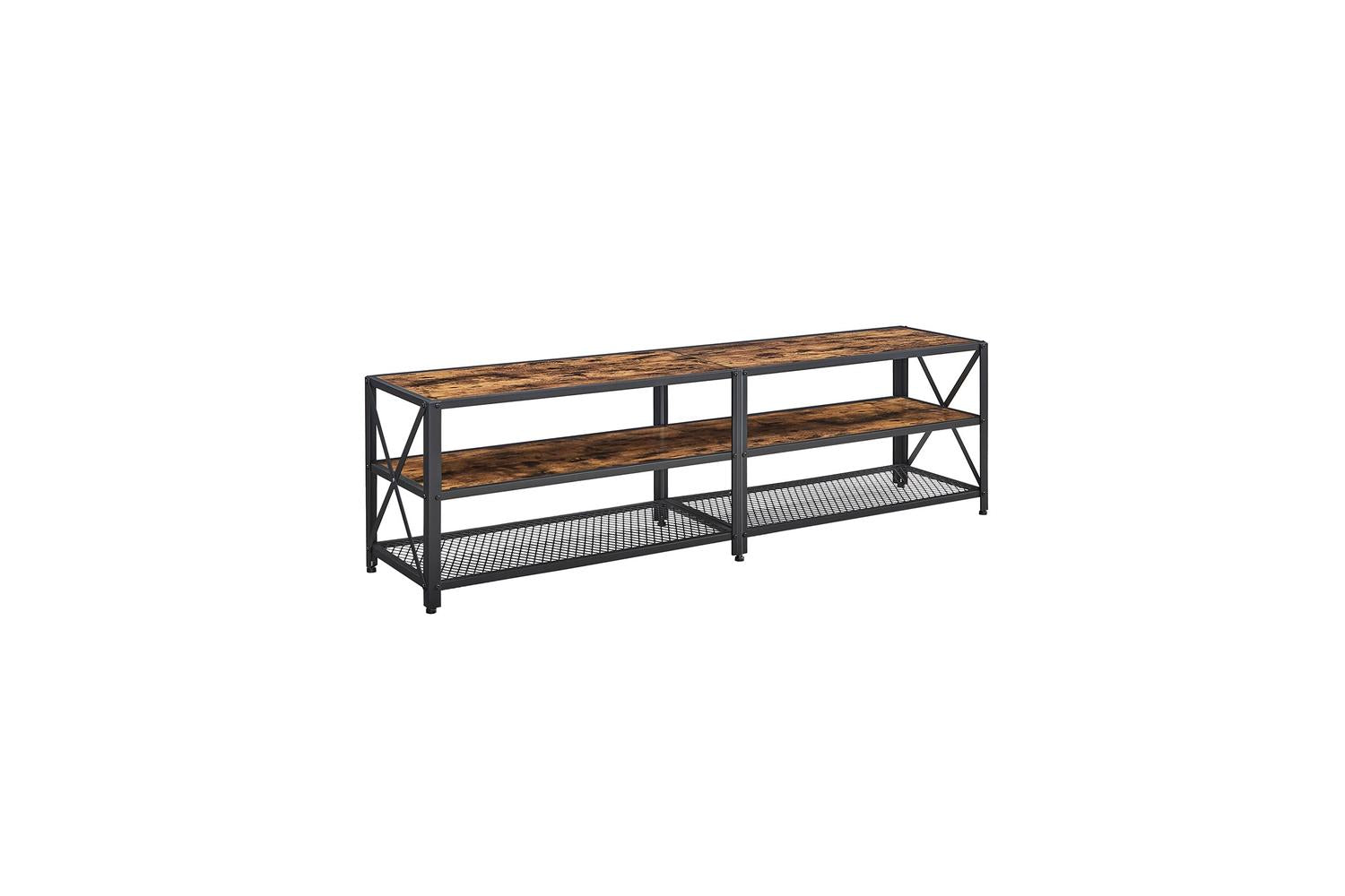 Vasagle Industrial Large TV Console Entertainment Center | Rustic Brown & Black-2