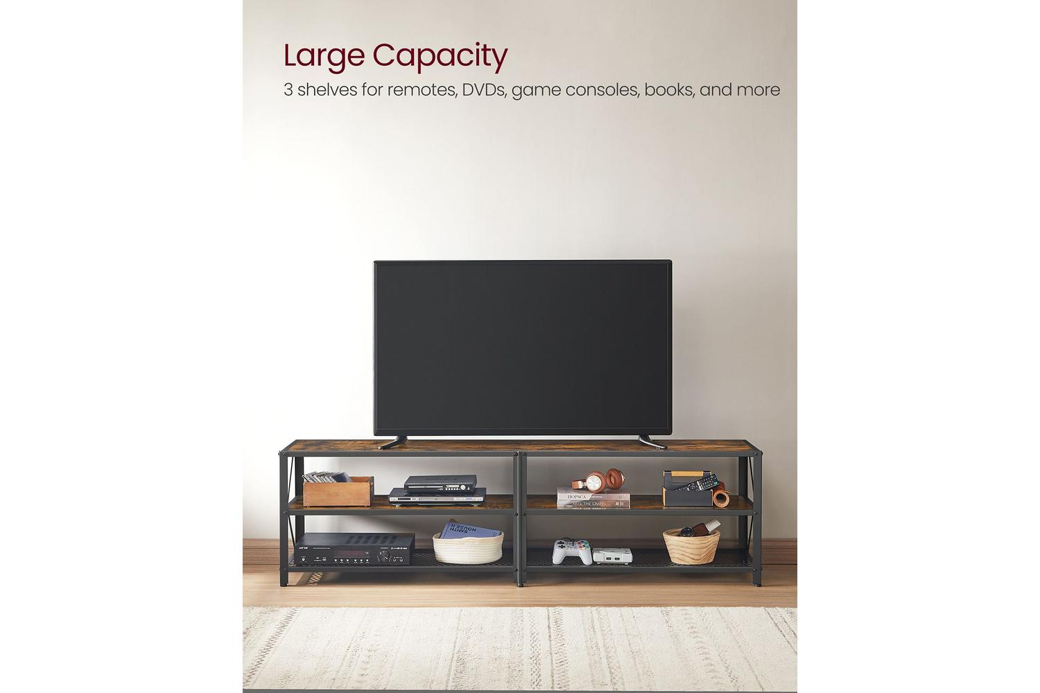 Vasagle Industrial Large TV Console Entertainment Center | Rustic Brown & Black-5