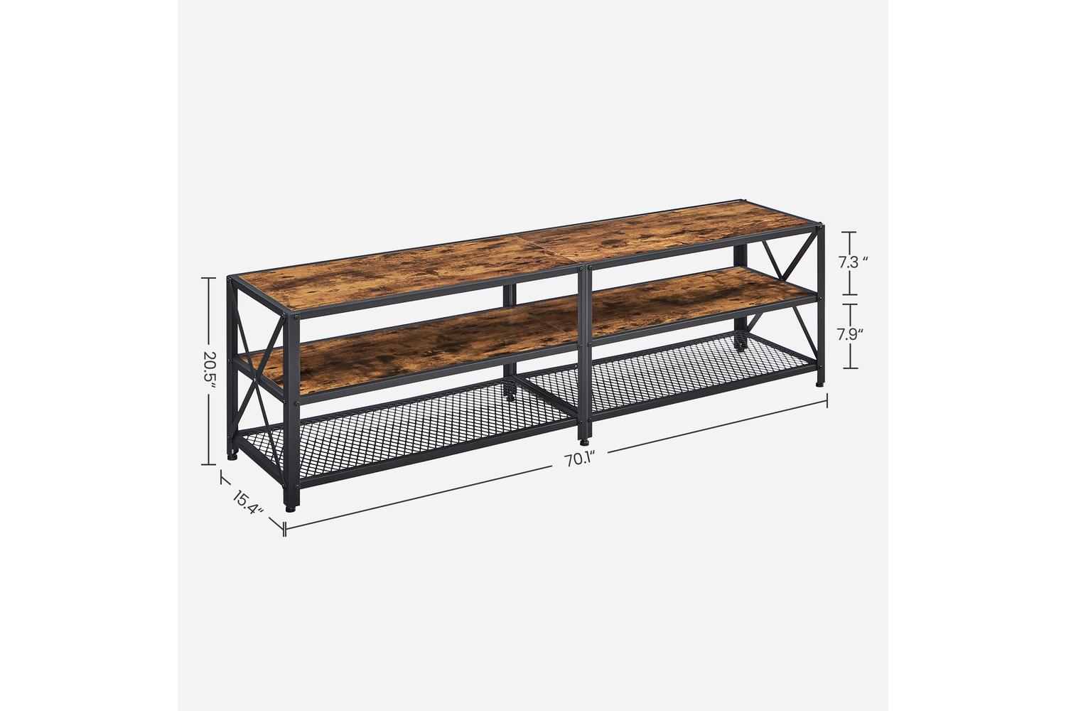Vasagle Industrial Large TV Console Entertainment Center | Rustic Brown & Black-8