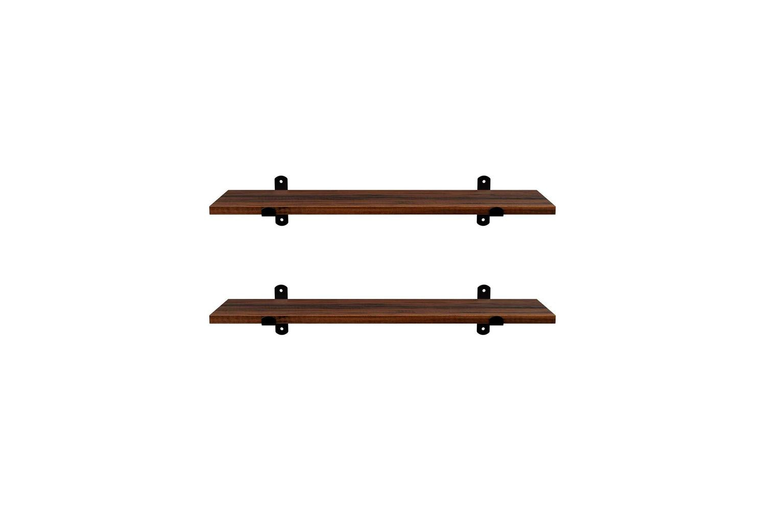 Songmics Wall Mounted Floating Shelves | Brown Board, Black Frame-3