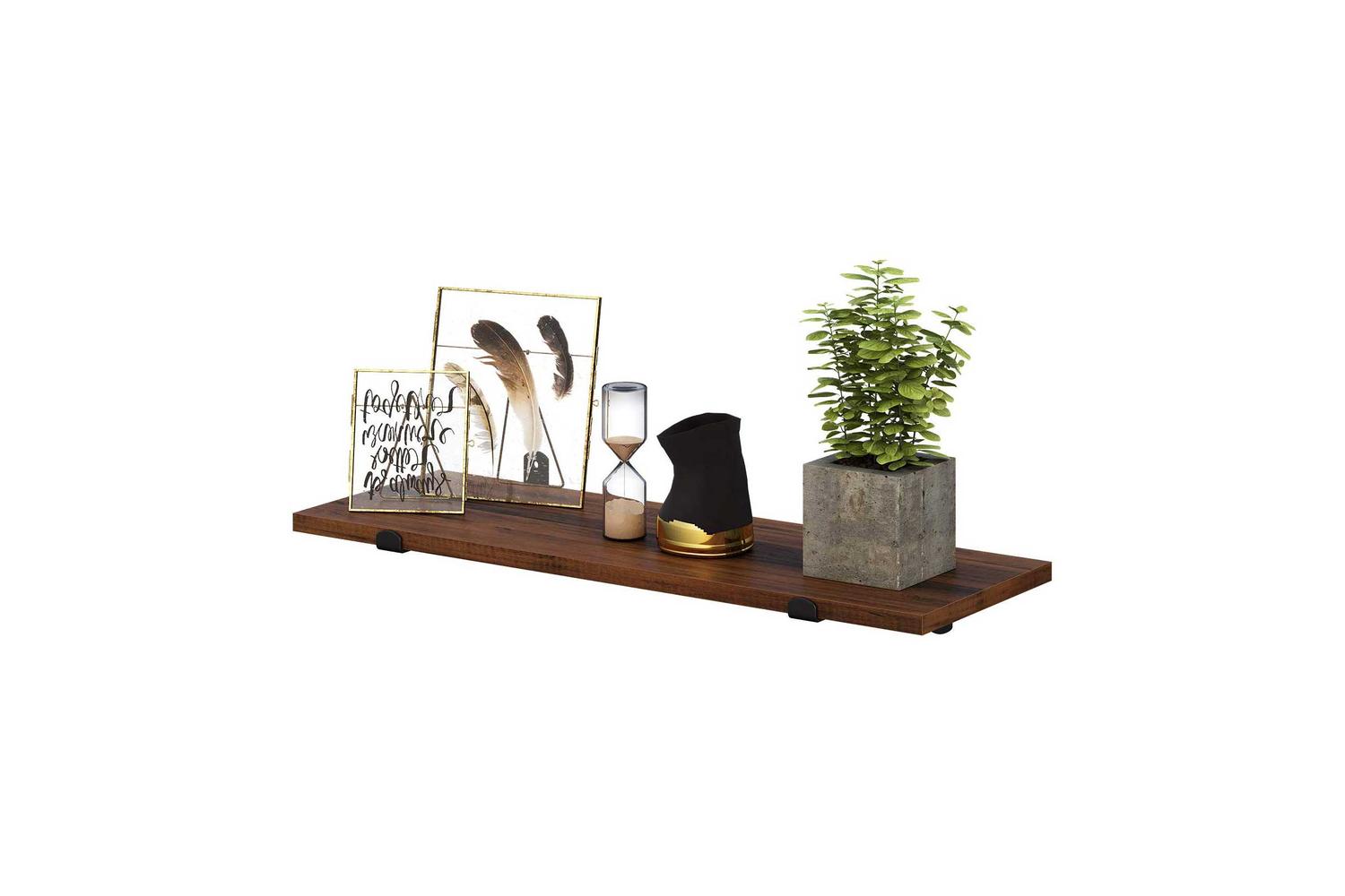 Songmics Wall Mounted Floating Shelves | Brown Board, Black Frame-6