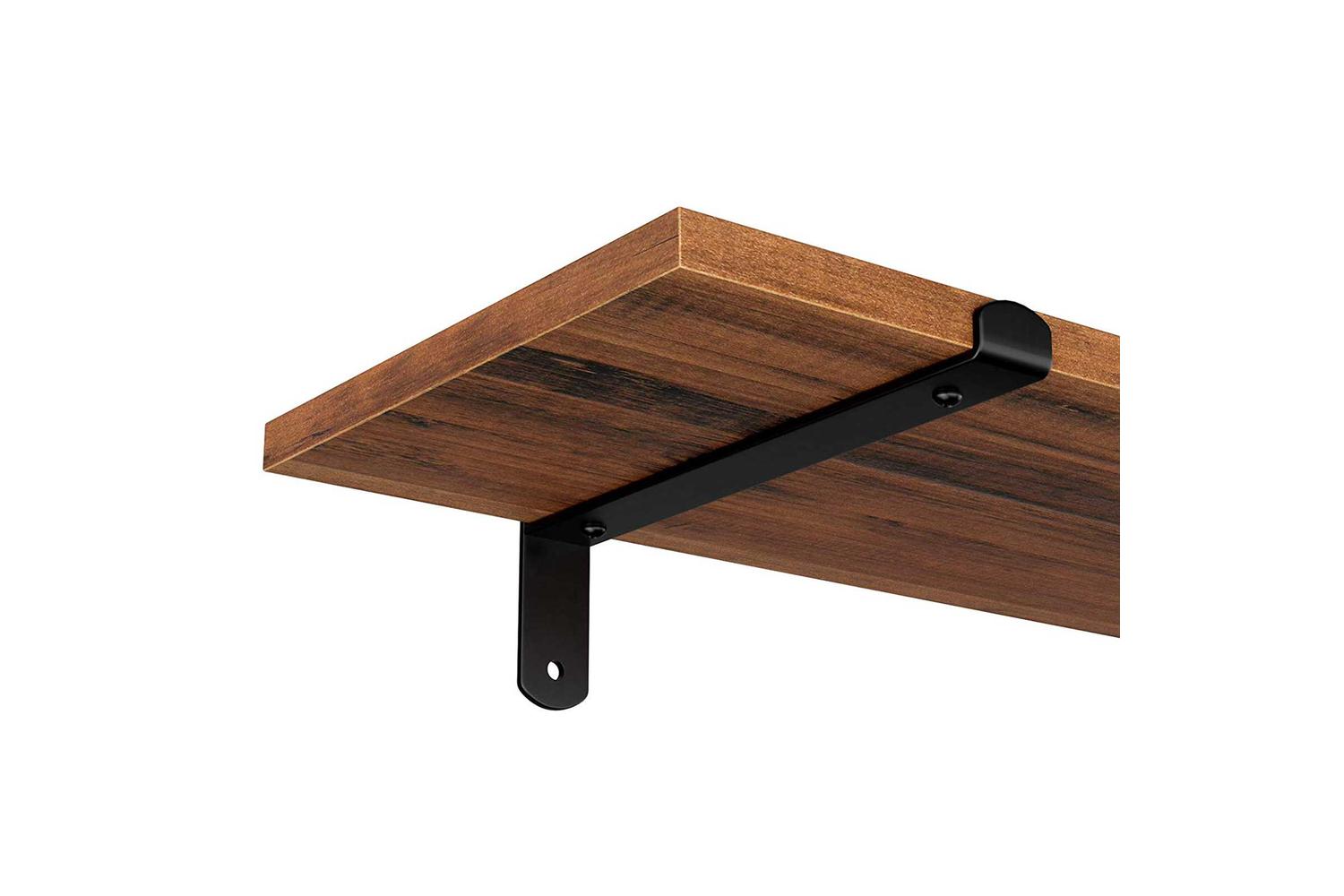 Songmics Wall Mounted Floating Shelves | Brown Board, Black Frame-7