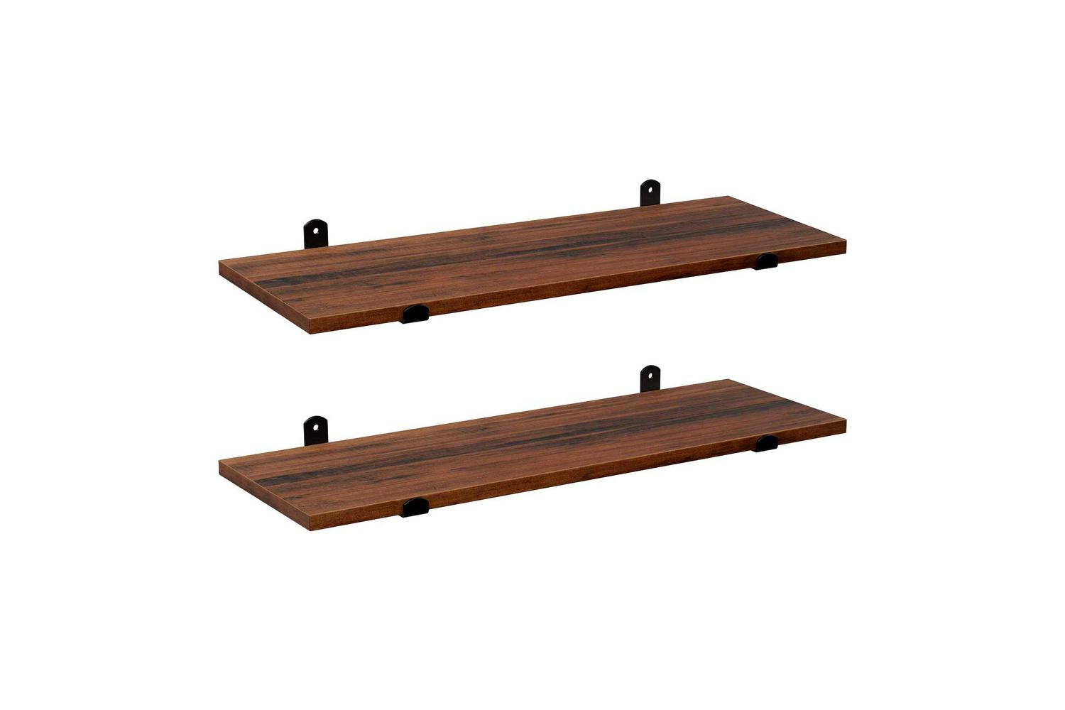Songmics Wall Mounted Floating Shelves | Brown Board, Black Frame-8