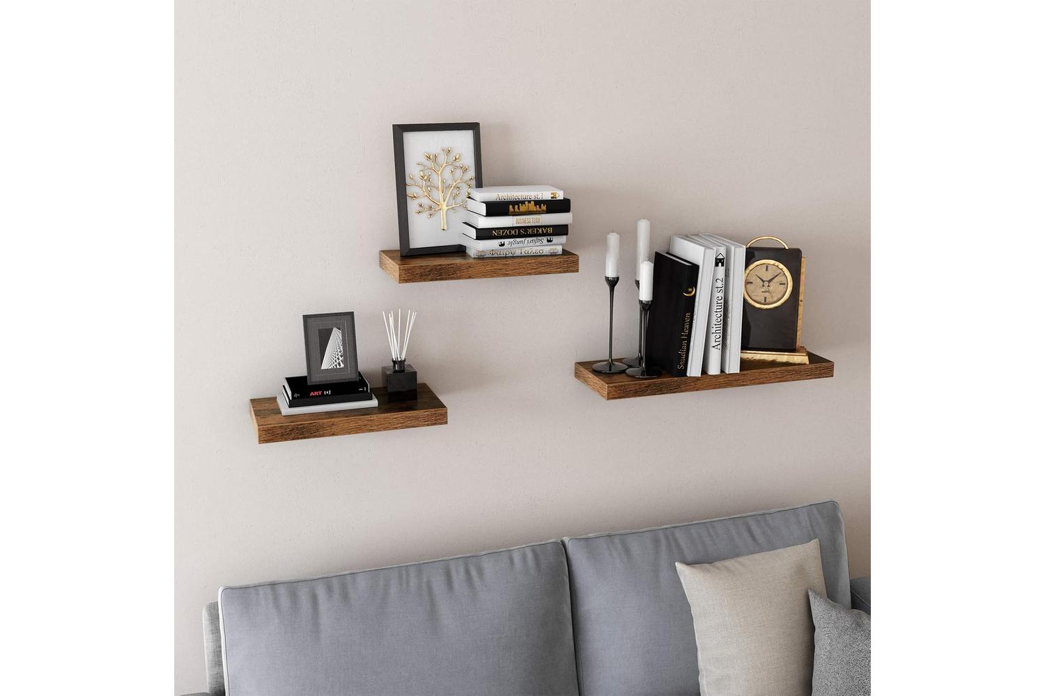 Vasagle Wood Grain Floating Shelf | Rustic Brown-2