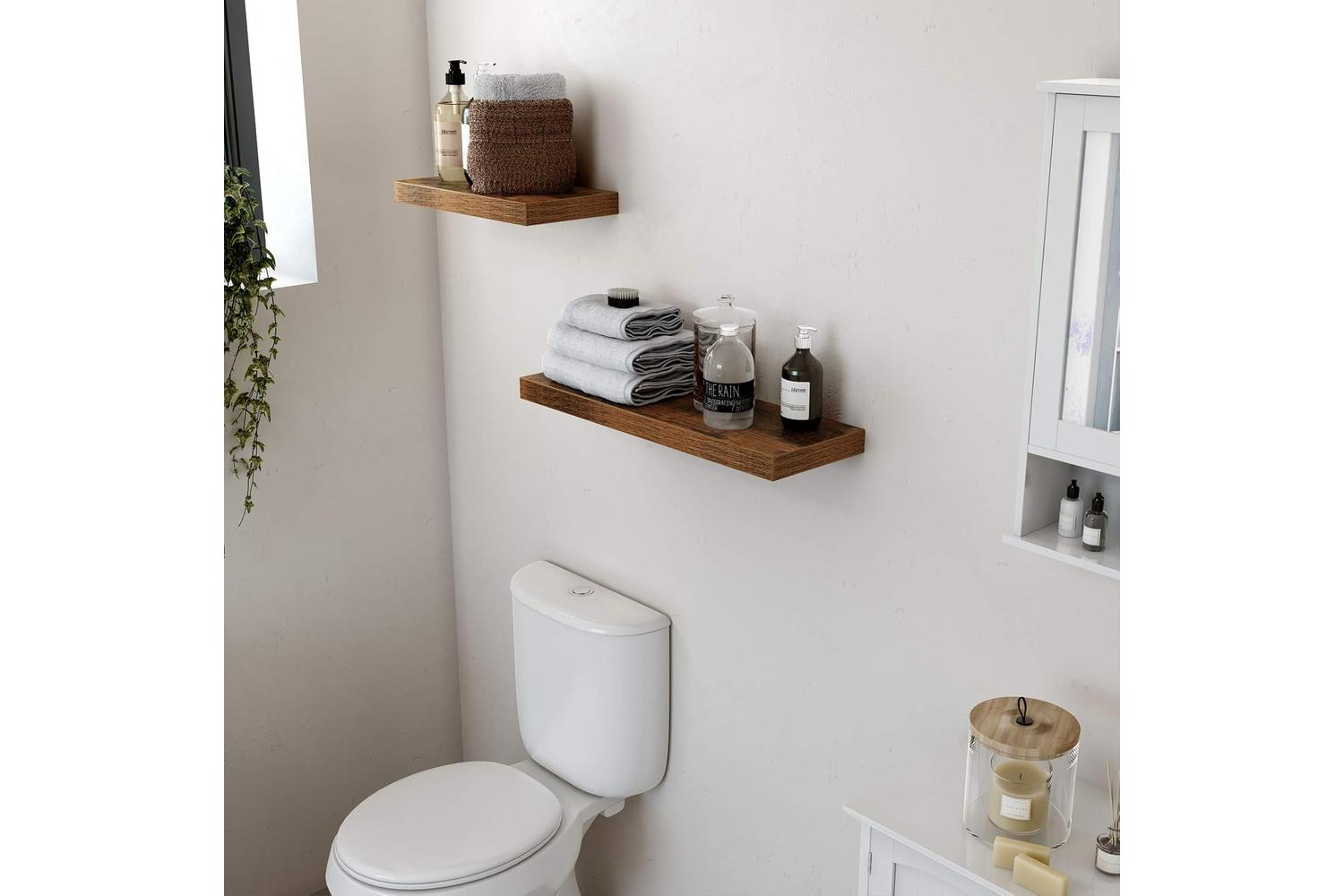 Vasagle Wood Grain Floating Shelf | Rustic Brown-3