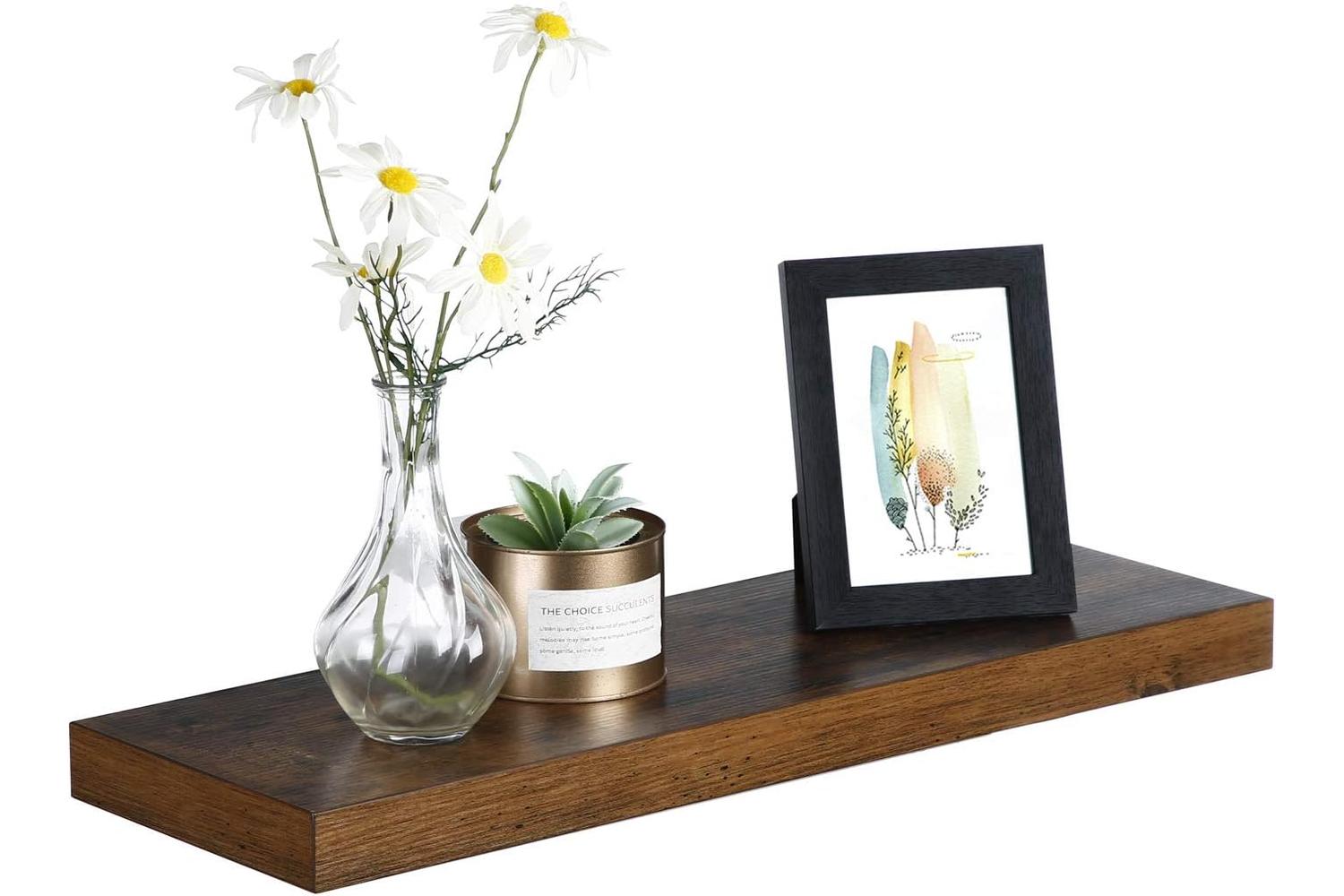 Vasagle Wood Grain Floating Shelf | Rustic Brown-4