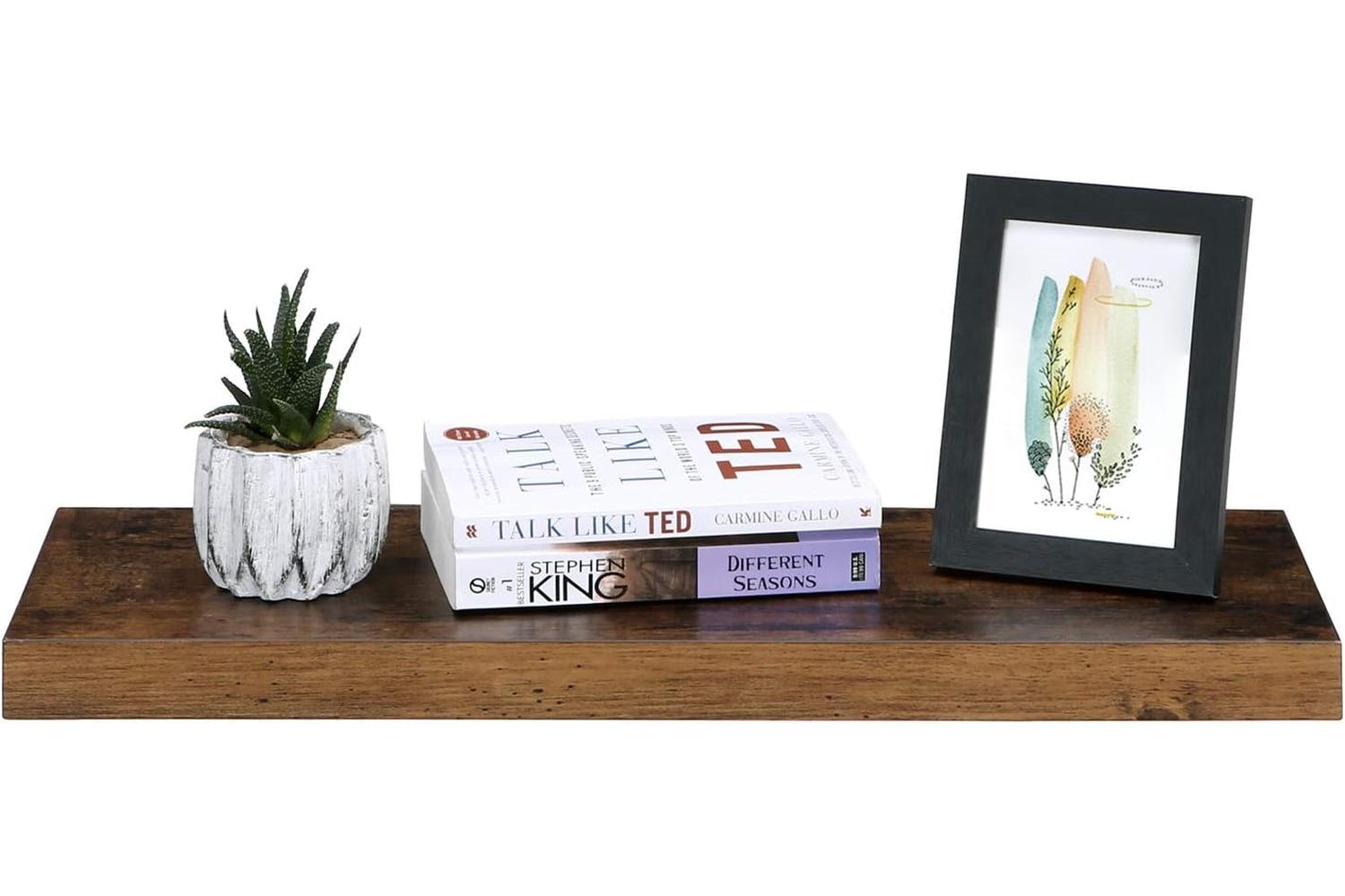 Vasagle Wood Grain Floating Shelf | Rustic Brown-5