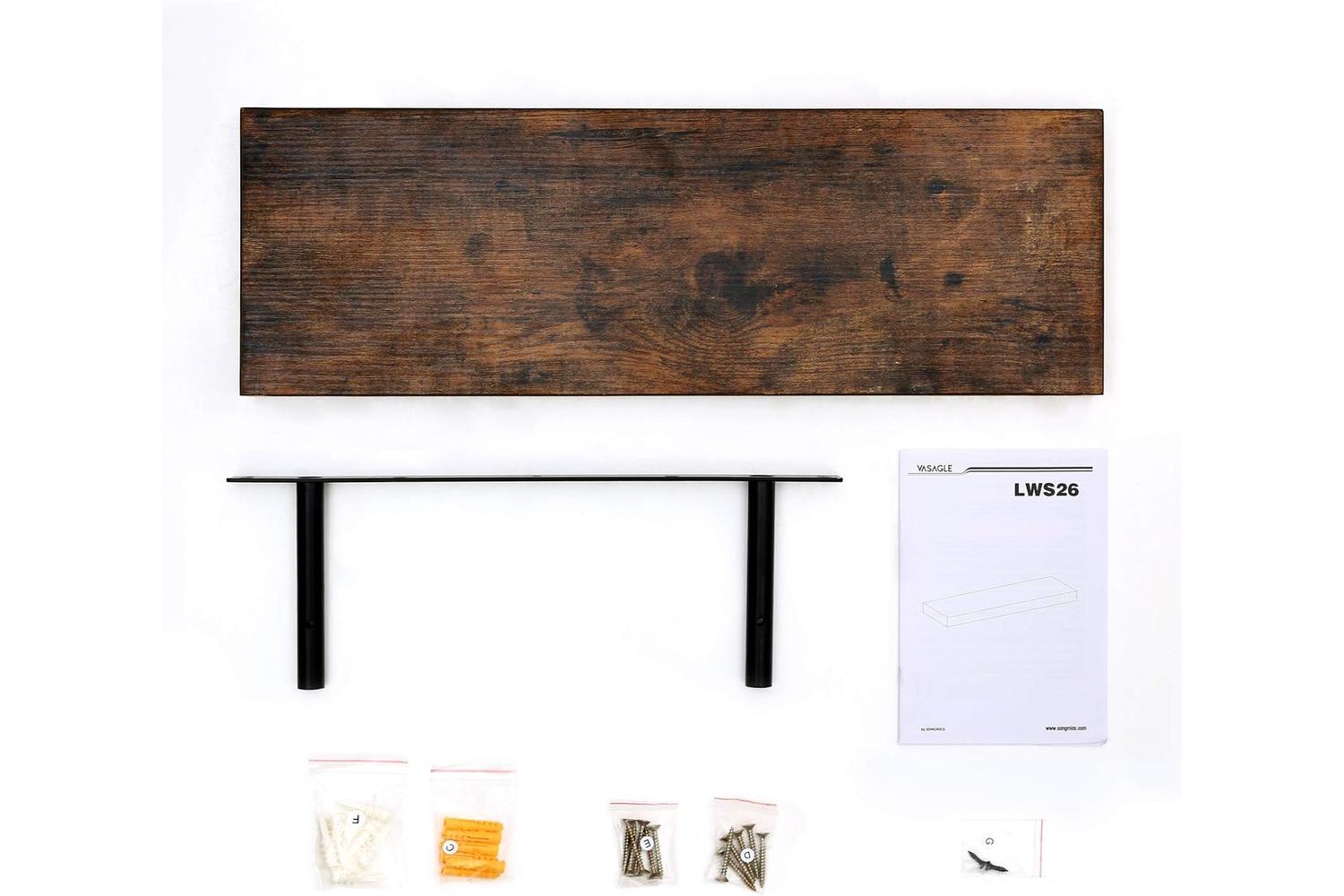 Vasagle Wood Grain Floating Shelf | Rustic Brown-6