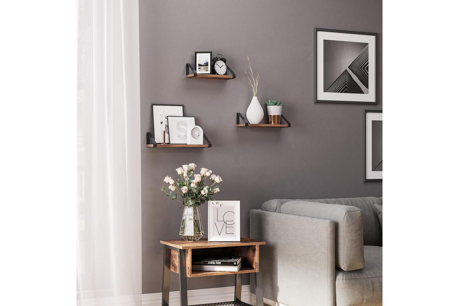 Vasagle Floating Display Shelf Set | Rustic Brown-5