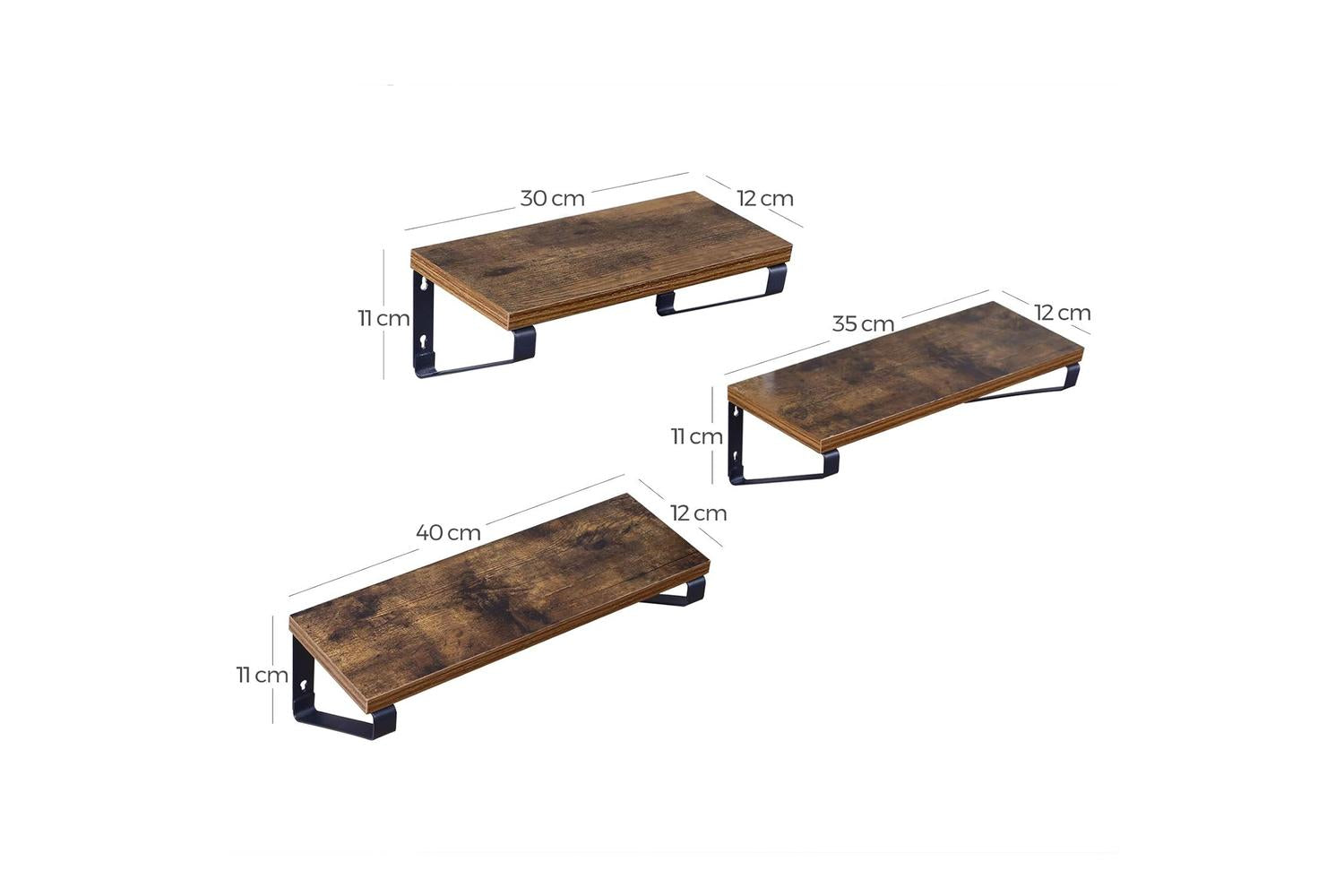 Vasagle Floating Display Shelf Set | Rustic Brown-6