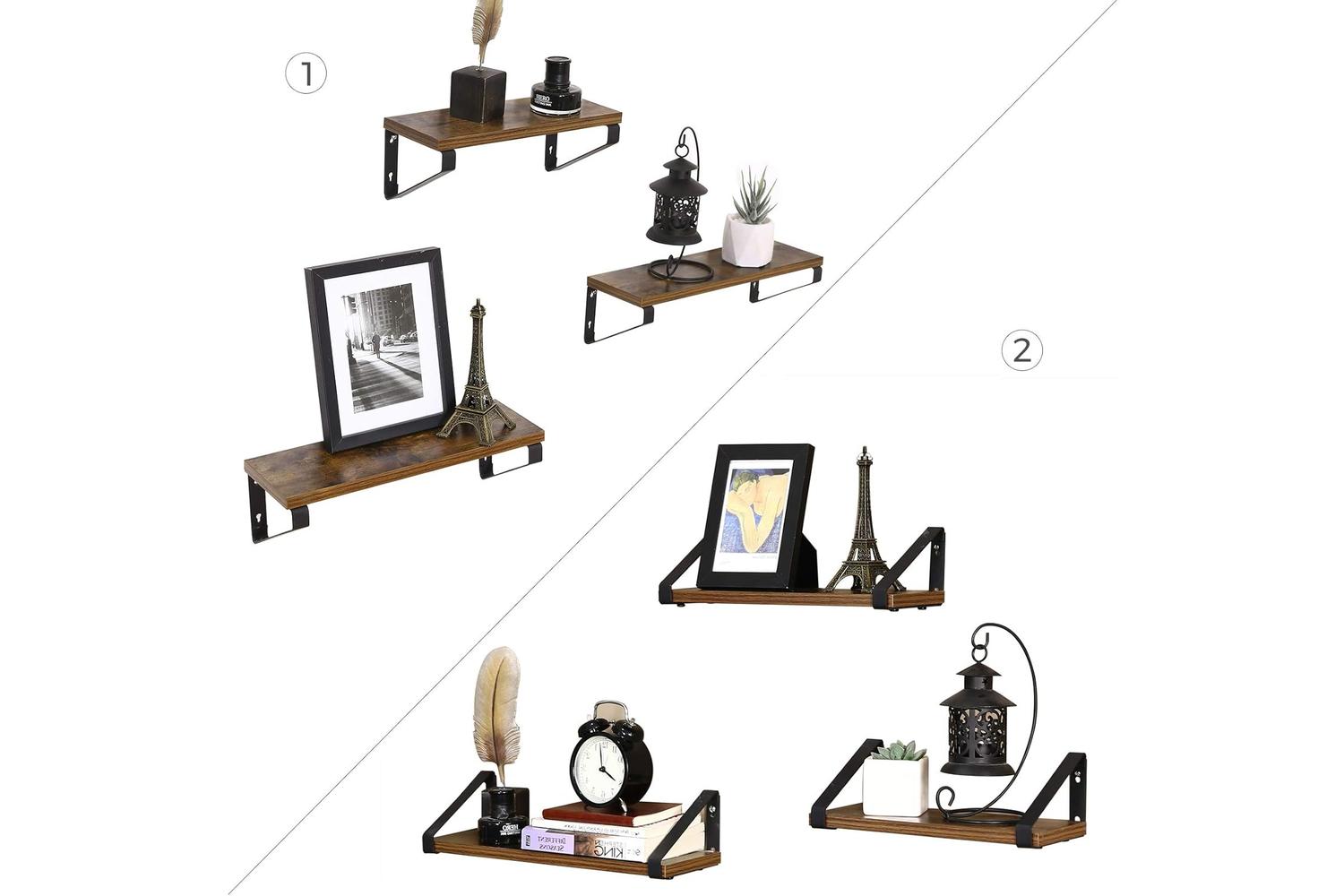 Vasagle Floating Display Shelf Set | Rustic Brown-7