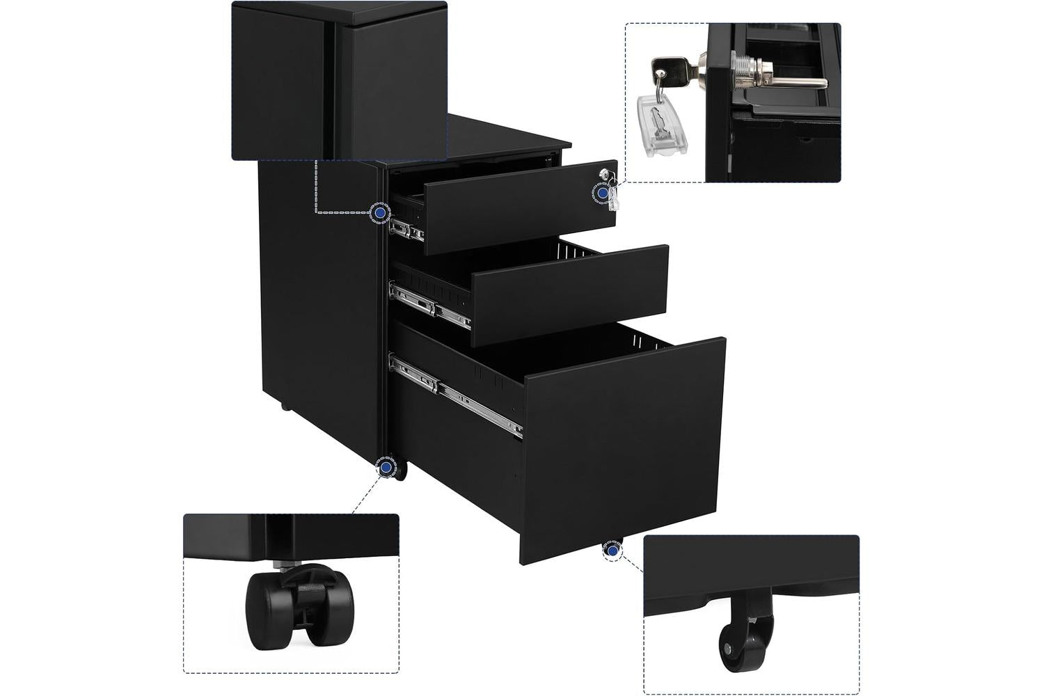 Songmics Steel File Cabinet | Black-6