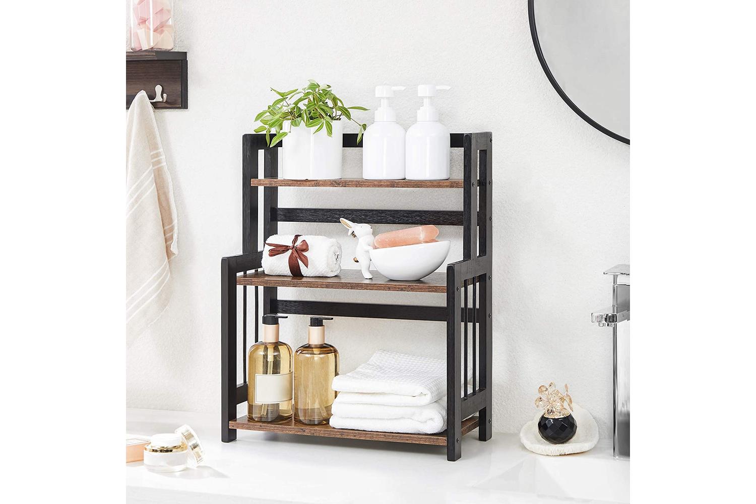 Songmics 3-Tier Spice Rack with Bamboo Frame | Rustic Brown & Black-6