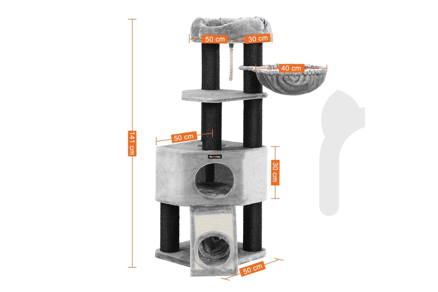 Feandrea Cat Tree | Light Grey & Black Sisal-3