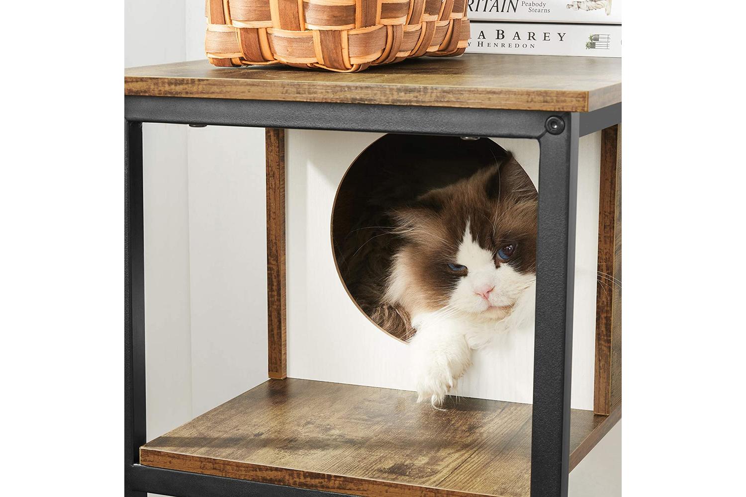Feandrea Cat Tree and End Table | Rustic Brown-7