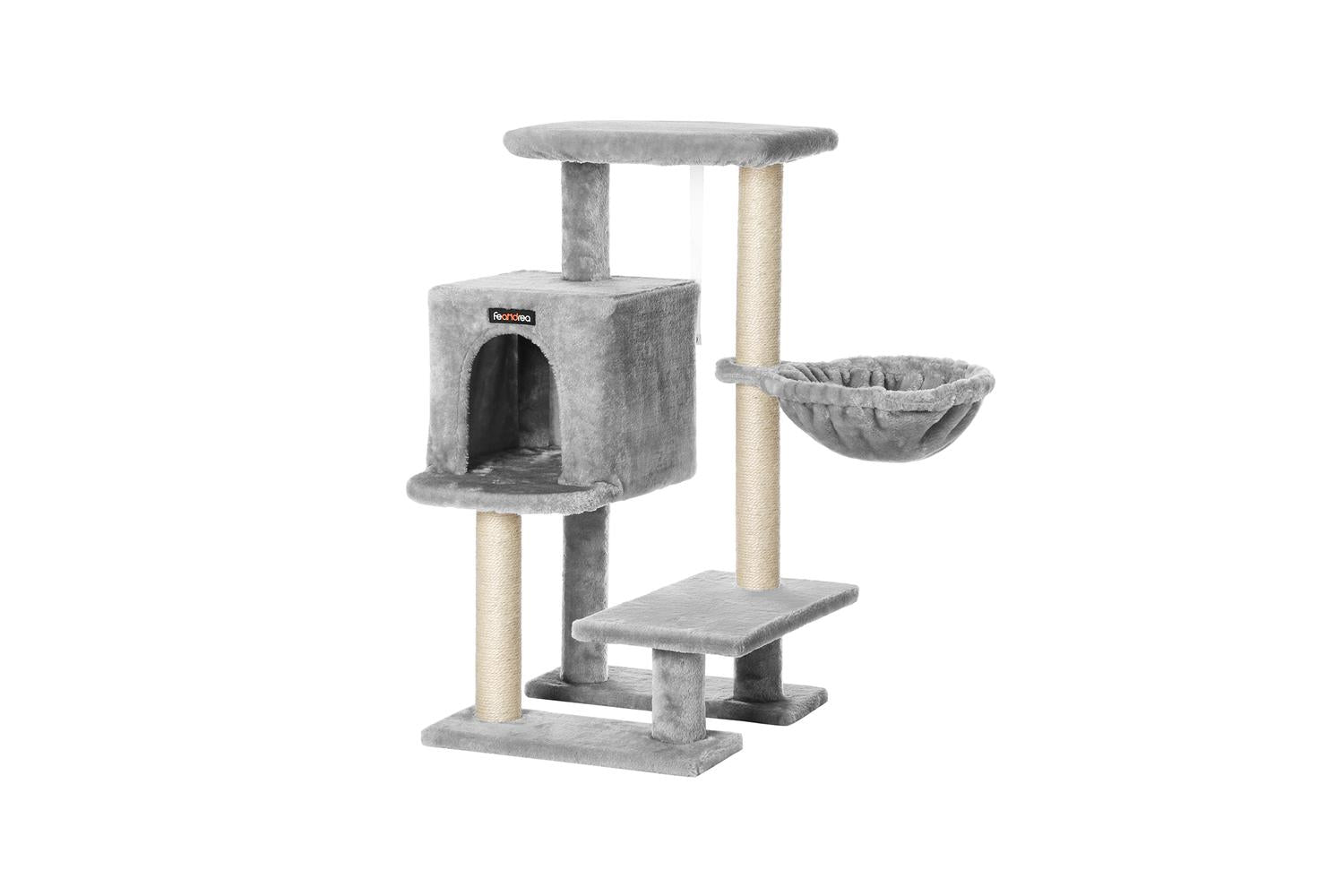 Feandrea Small Cat Tower with Hammock | Light Grey